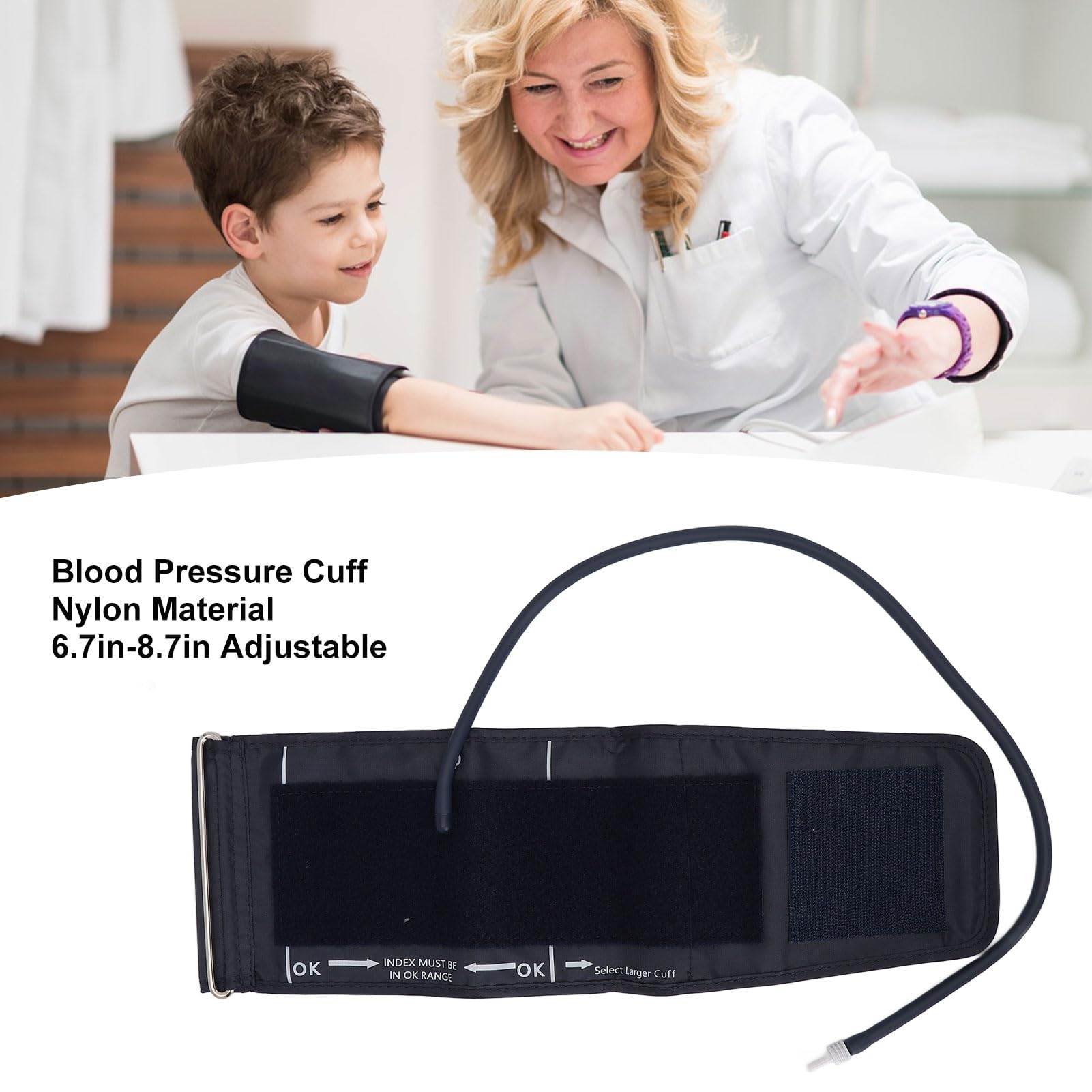 Manguito de Presión Arterial, 2 Unidades de Manguito de Presión Arterial para Niños, Manguito de Repuesto para la Parte Superior del Brazo, Accesorio Ajustable de 6,7 a 8,7