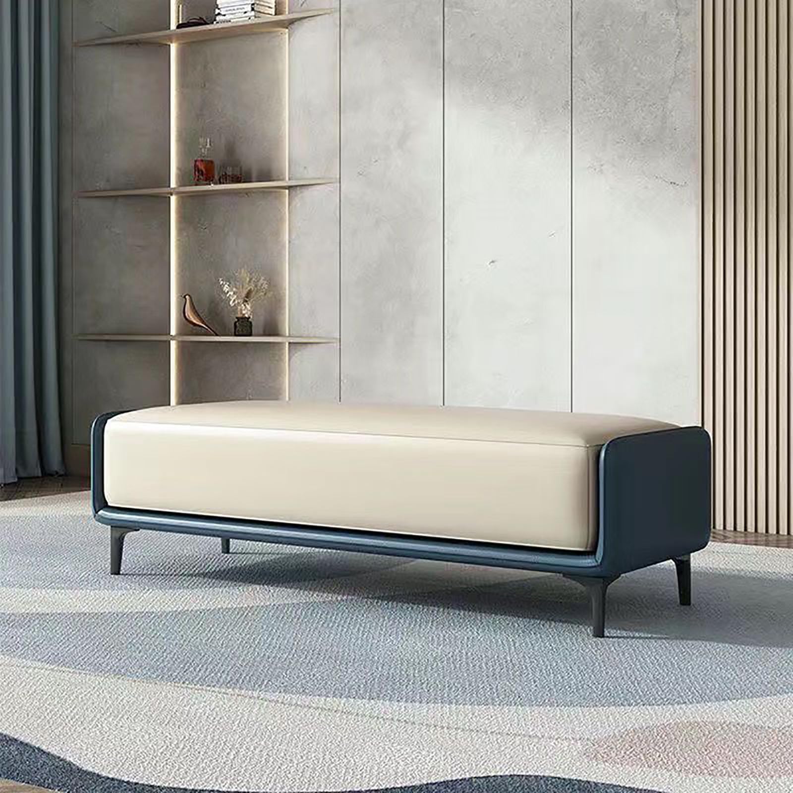 MSHGSKU Modern Bench for Bedroom Solid Wood Shoe Bench for Entryway Upholstered Footrest for Living Room Hallway & Dressing Room (23.6" Width Color B)