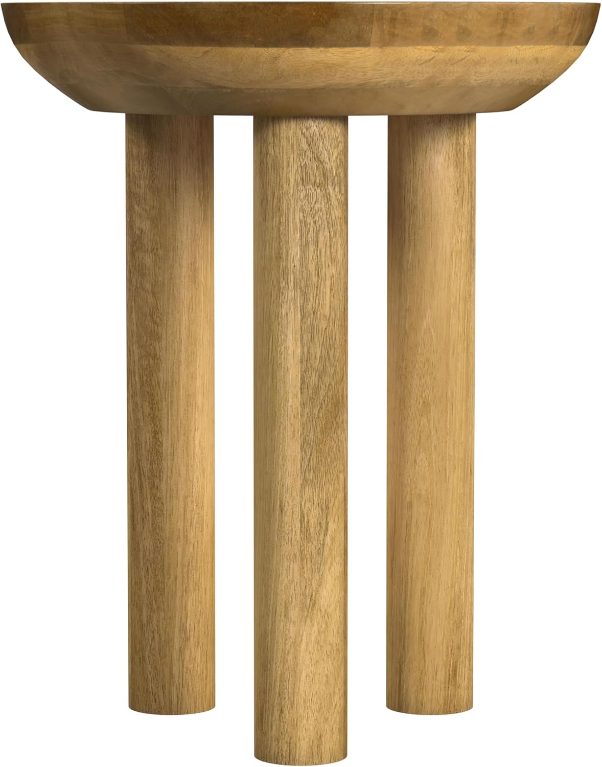 HomePop Natural Mango Wood 3-Leg End/Side Round Table
