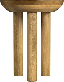 HomePop Natural Mango Wood 3-Leg End/Side Round Table
