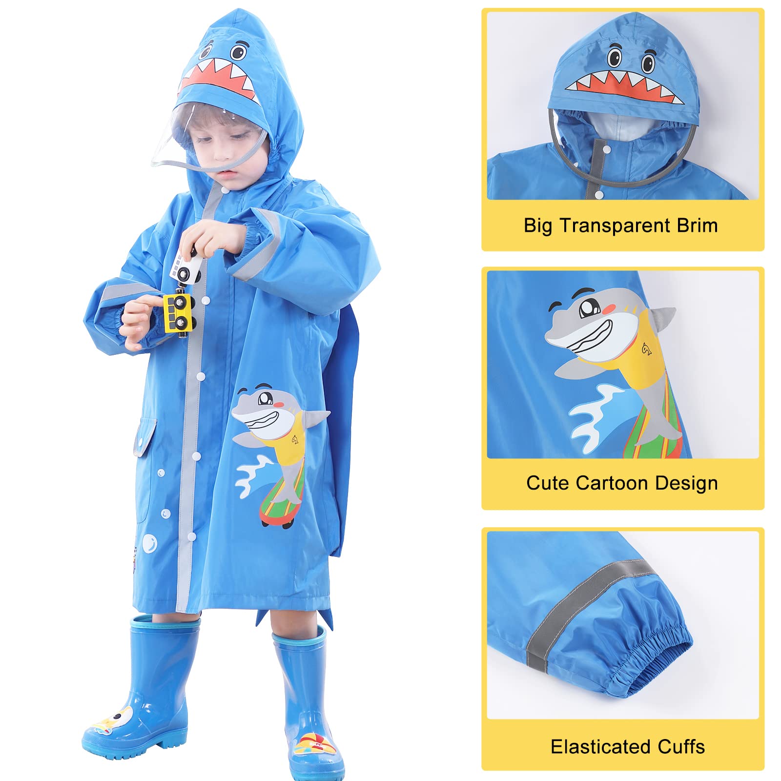 Poncho de Lluvia para Niñas y Niños - Chubasquero Ligero Impermeable Reutilizable Traje de Lluvia Respirable Portátil Ropa Impermeable 2-10 Años