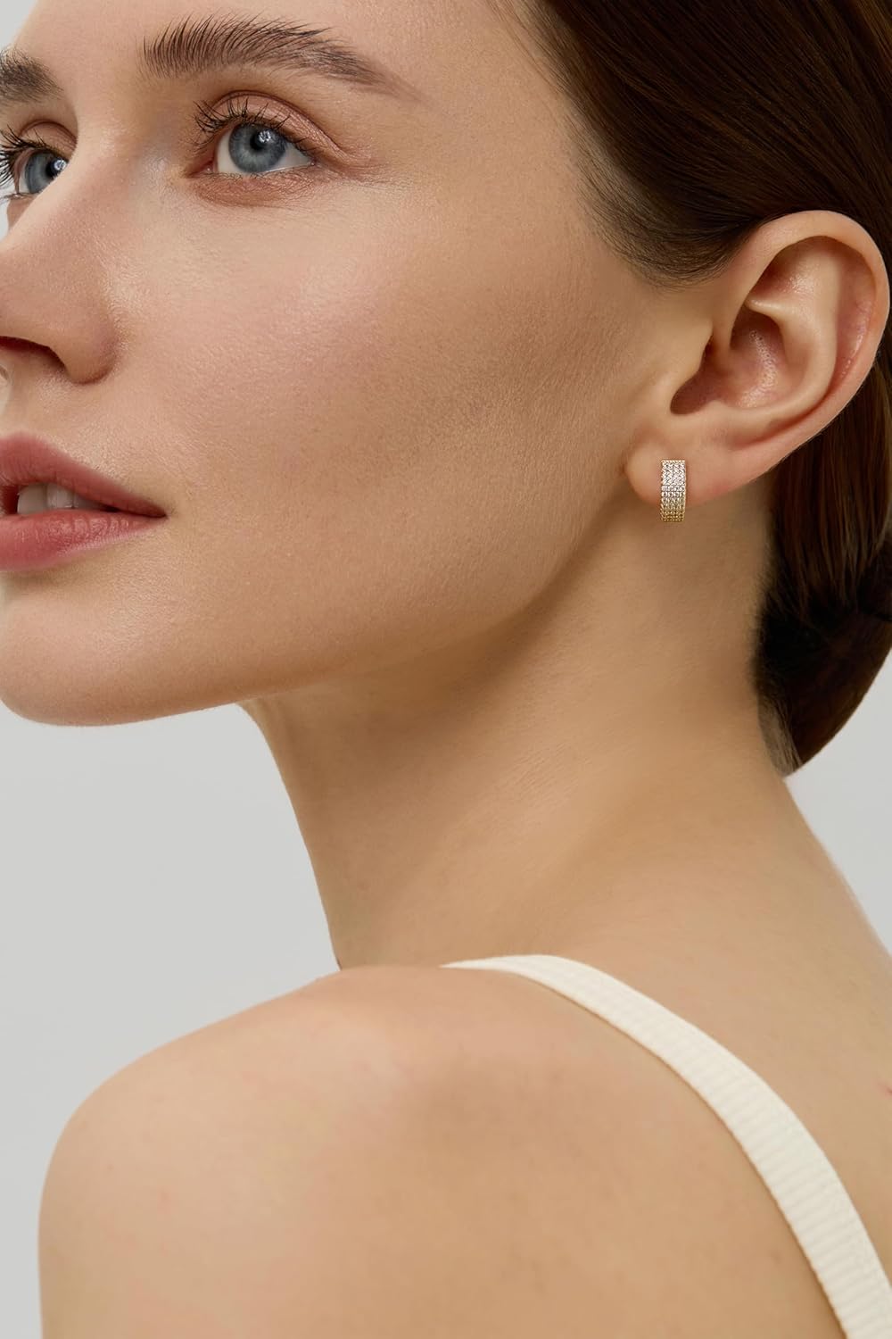 14K Gold Small Huggie Earrings for Girls,925 Sterling Silver Gold Hoops Earrings Trendy Chunky CZ Pin Earrings Jewelry Gifts for Girls - Image 7