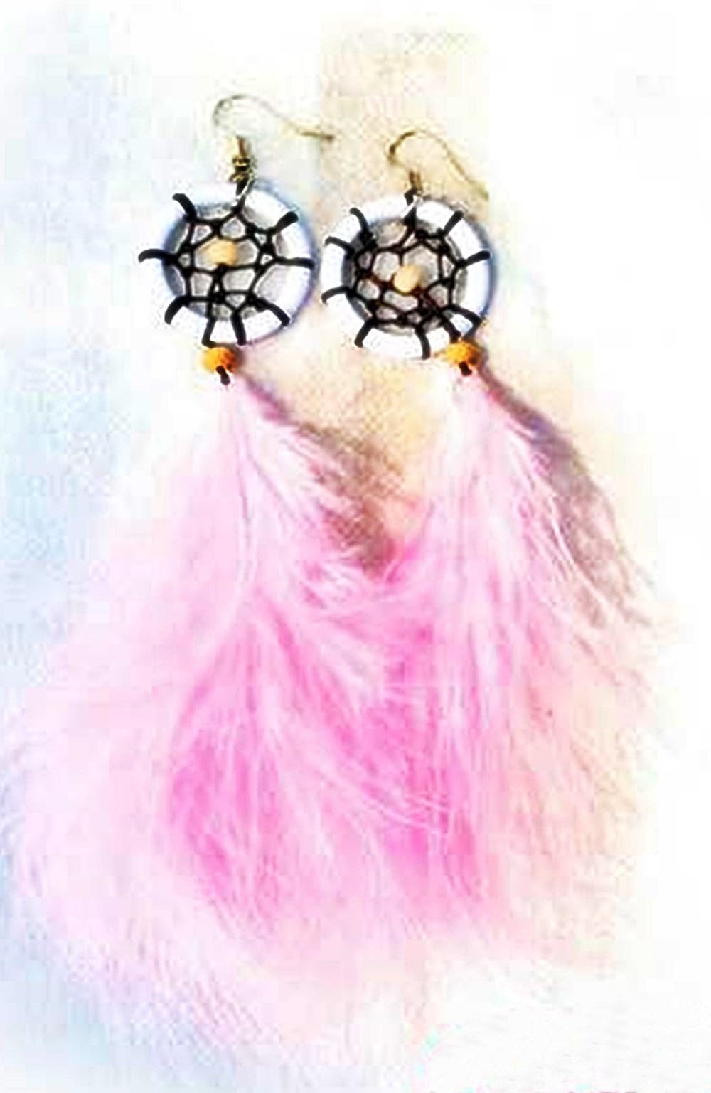 Dreamcatcher Earring Pink handmade bohemian boho vintage hippie fashion Dream Catcher Earrings