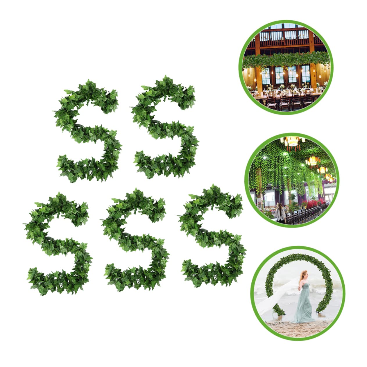 ABOOFAN 2 Pezzi 5 foglie di rattan artificiali decorazione da appendere alla parete arredamento finto appeso foglie artificiali - Vite artificiale foglie finte viti finte plastica Green