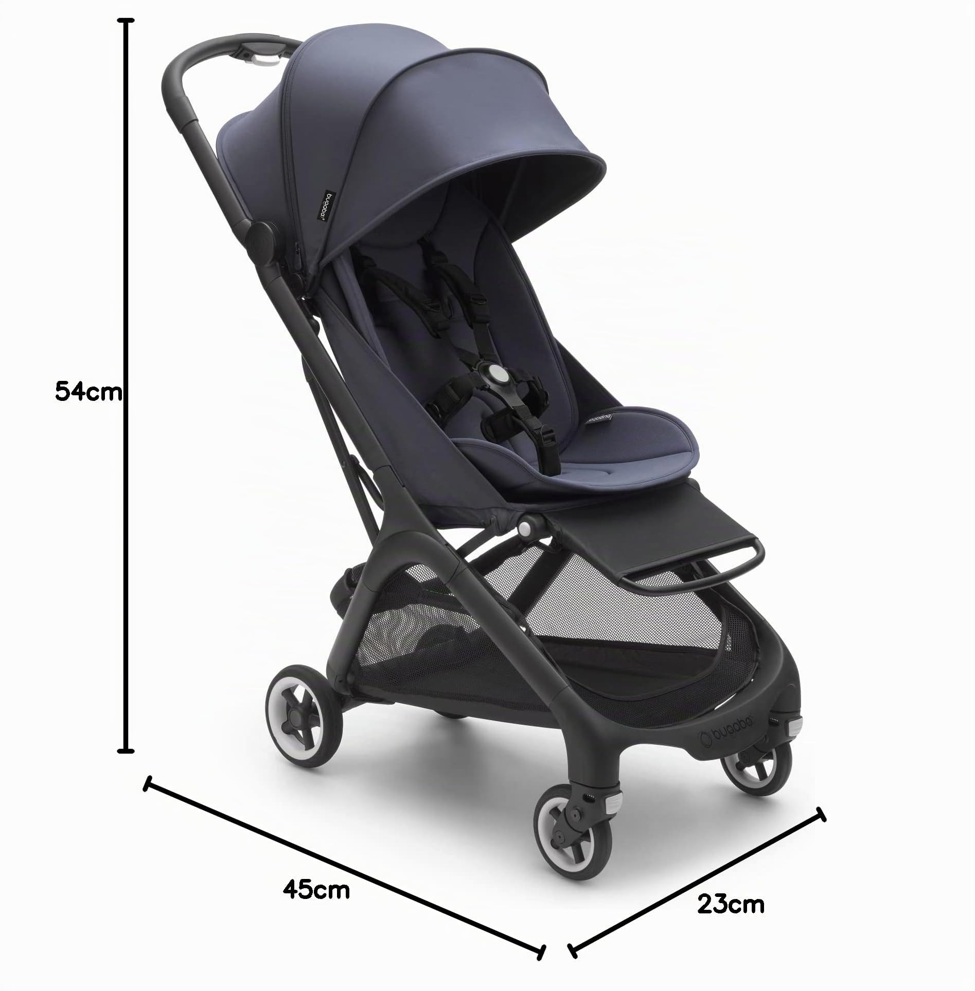 Bugaboo Butterfly Passeggino da Viaggio Ultracompatto, Piccolo e Leggero, Si Chiude in 1 Secondo, Passeggino da Città Ergonomico e Spazioso, da Neonato a Bambino, Guida Comoda, Stormy Blue