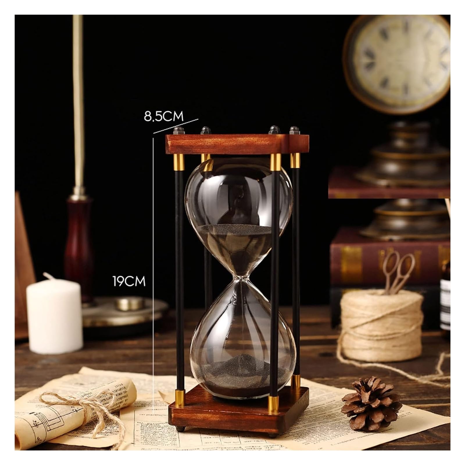 Reloj de Arena, Temporizador de Arena, Reloj de con Temporizador y Doble protección for niños, Asistente de gestión del Tiempo, Regalo Creativo.(Black,30 Minutes)