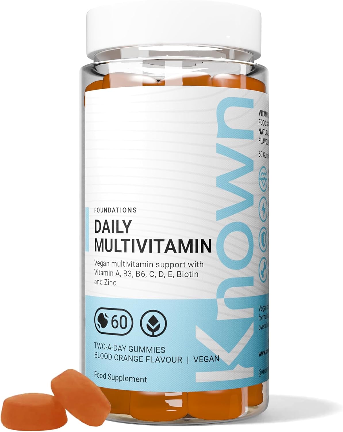 Known Tasty Daily Multivitamin Gummies – Supports Immune Health & Energy – Natural Blood Orange Flavour – 60 Vegan Gummies, 1 Month Supply