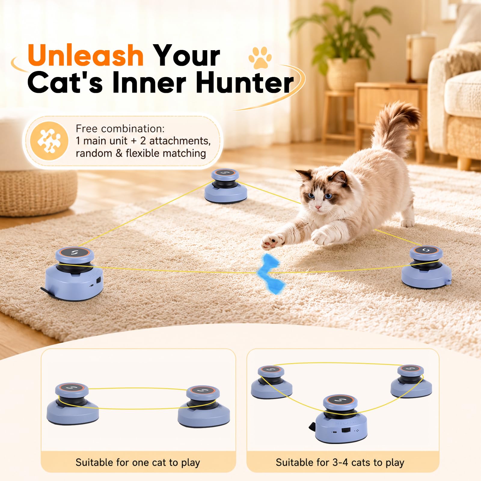 Katzenspielzeug, Selbstbeschäftigung Aufladbare Elektrisch Cat Toys Interaktives Intelligenzspielzeug Katzenspielzeug Satz Katzen Geschwindigkeit Einstellbar Katzenlaufband (A)