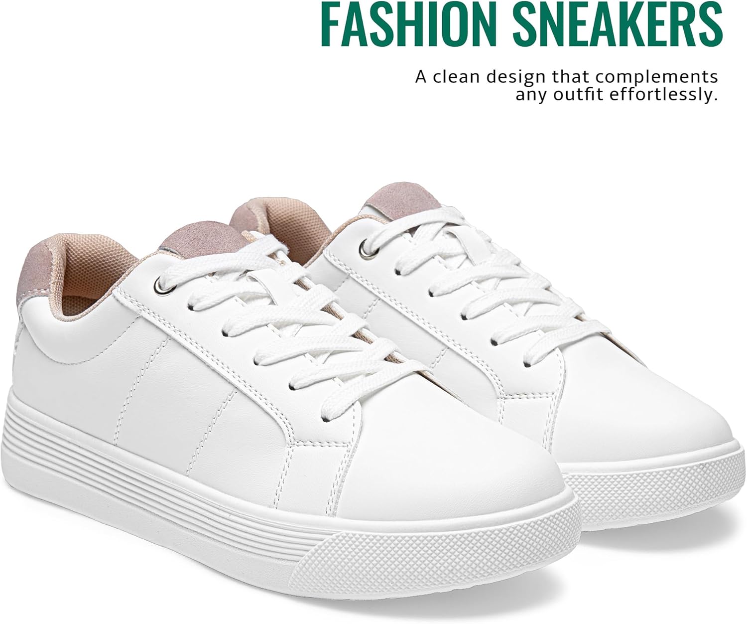 Vepose Women's White Casual Walking Sneakers, Fashion Tennis Low Top Slip On 8013 Shoes - Image 4