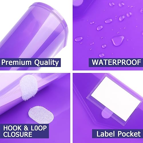 Miniatura 4 de Tamaki Paquete de 6 sobres de plástico para sobres de polietileno transparente para documentos, organización con cierre de gancho y bucle, tamaño