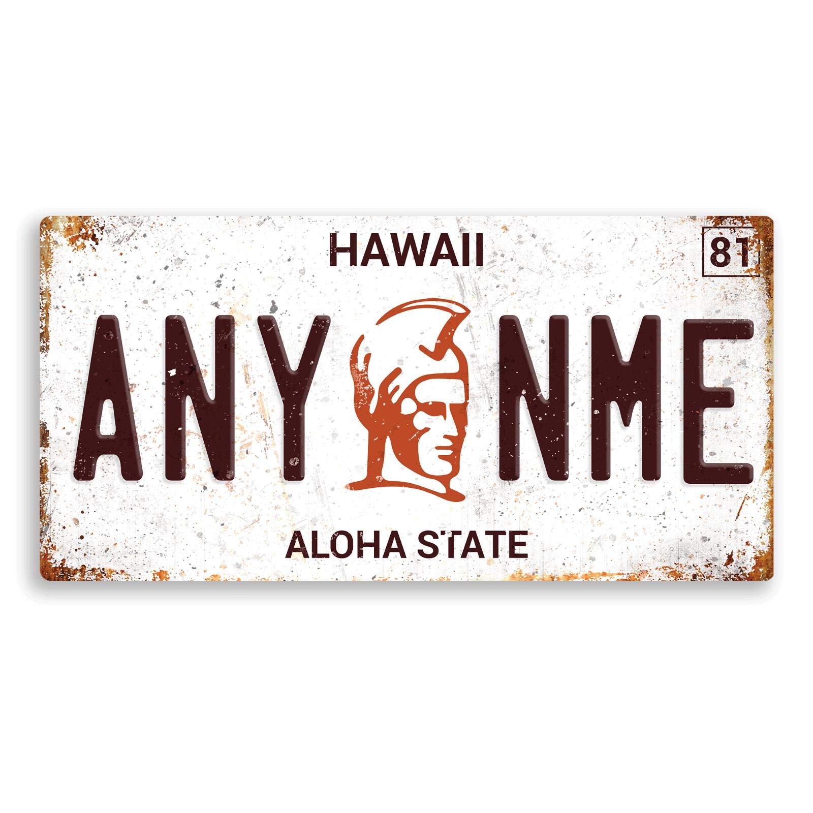 Toasted Merch Hawaii V2 Personalised American Number Plates - Custom – Sticky Pads | Printed Metal Wall Sign Plaque Printed Metal Wall Sign Plaque Show Plate