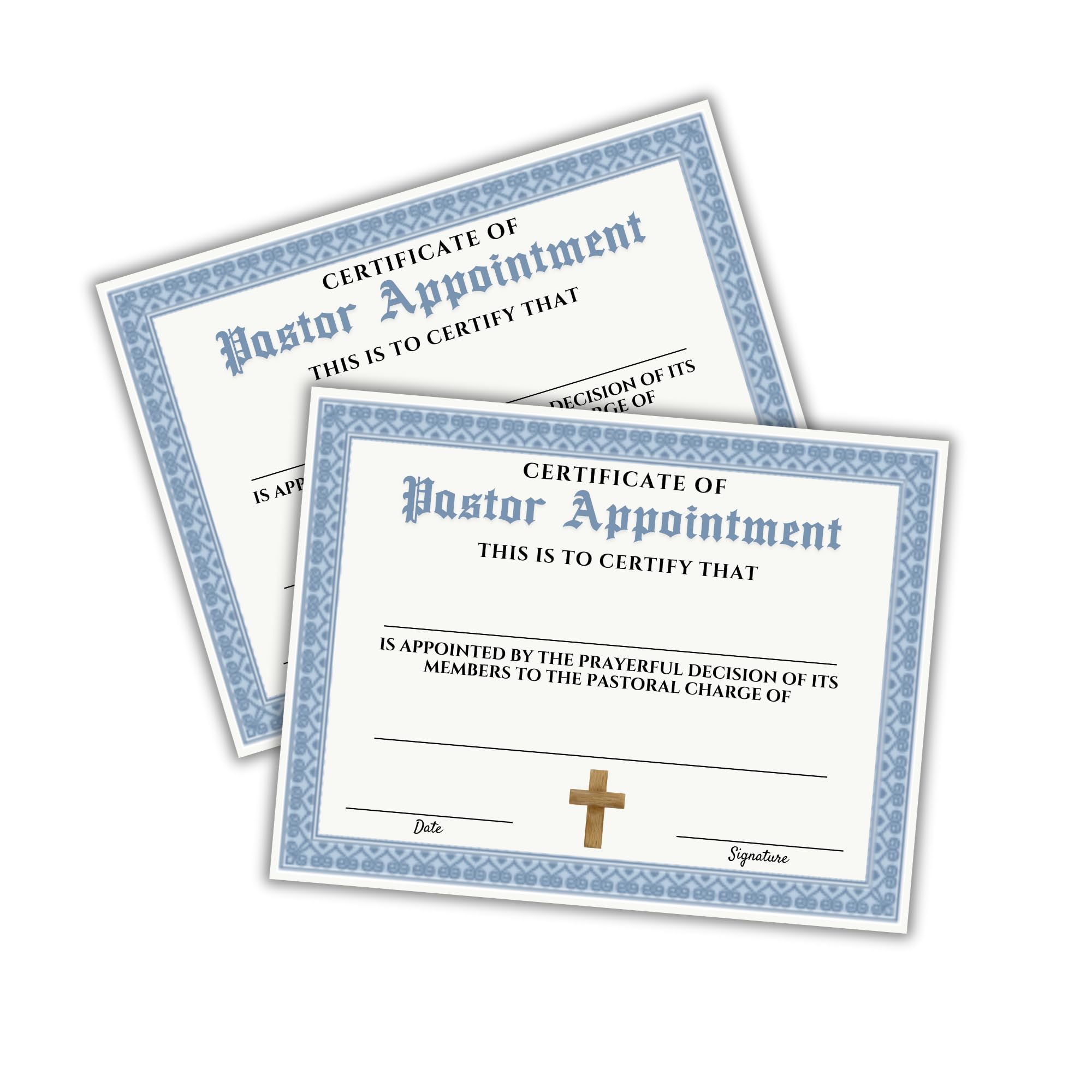 Pastoral Appointment Certificate for Church Pastor Preacher to Frame | 6 pk 8.5x11” Linen Paper Ordination Minister Emeritus Seal License