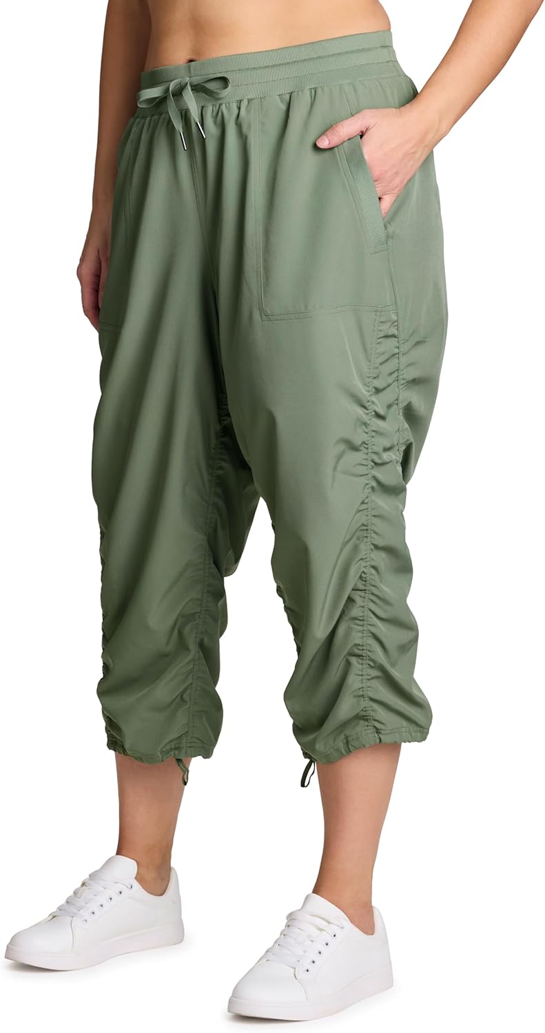 RBX Active Women's Plus Size Fashion Lightweight Woven Body Skimming Drawstring Capri Pant - Image 3