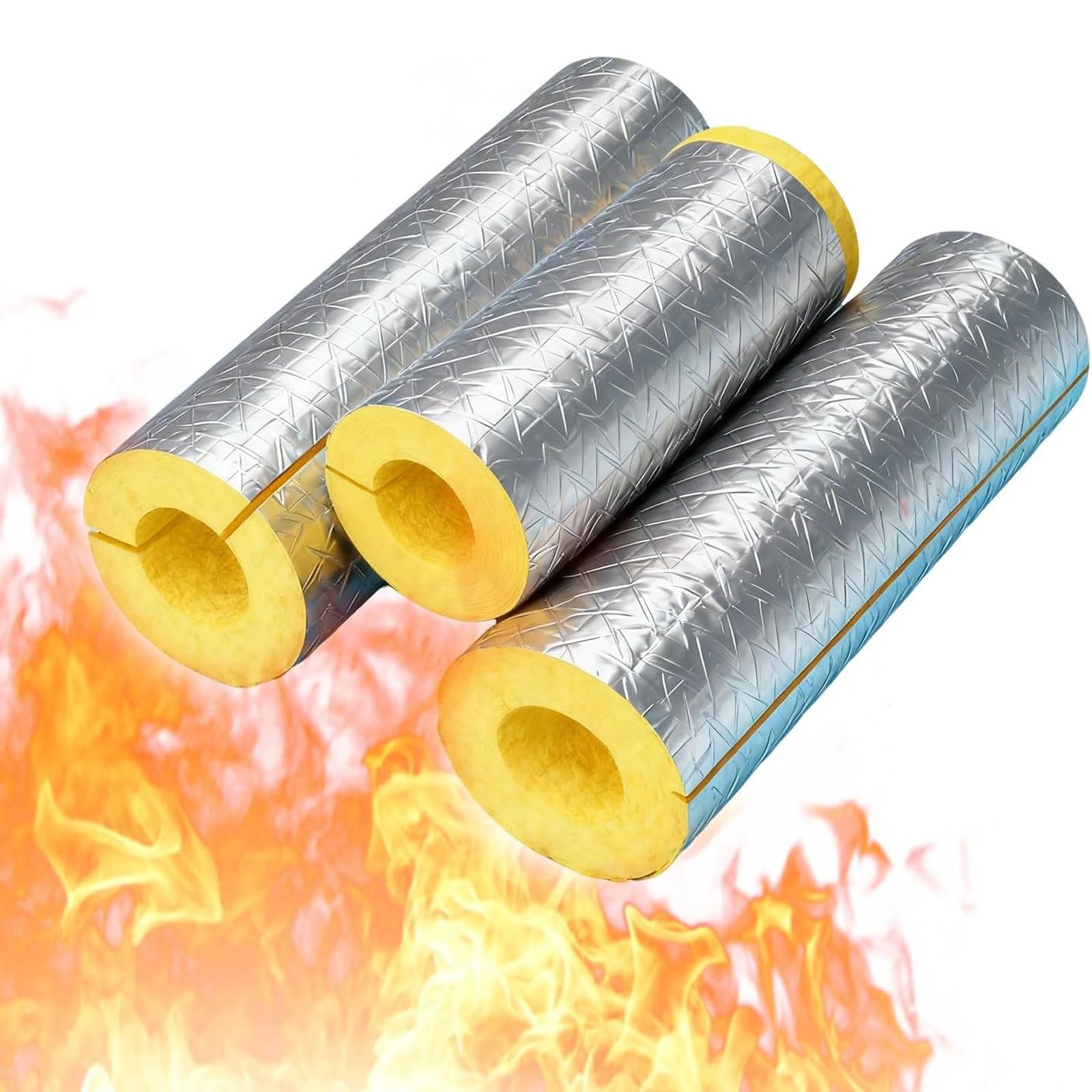 Tubi isolanti in lana di vetro Guaine isolanti for tubazioni | Resistenti alle alte temperature Facili da installare Insonorizzanti(ID 165mm/T 50mm)