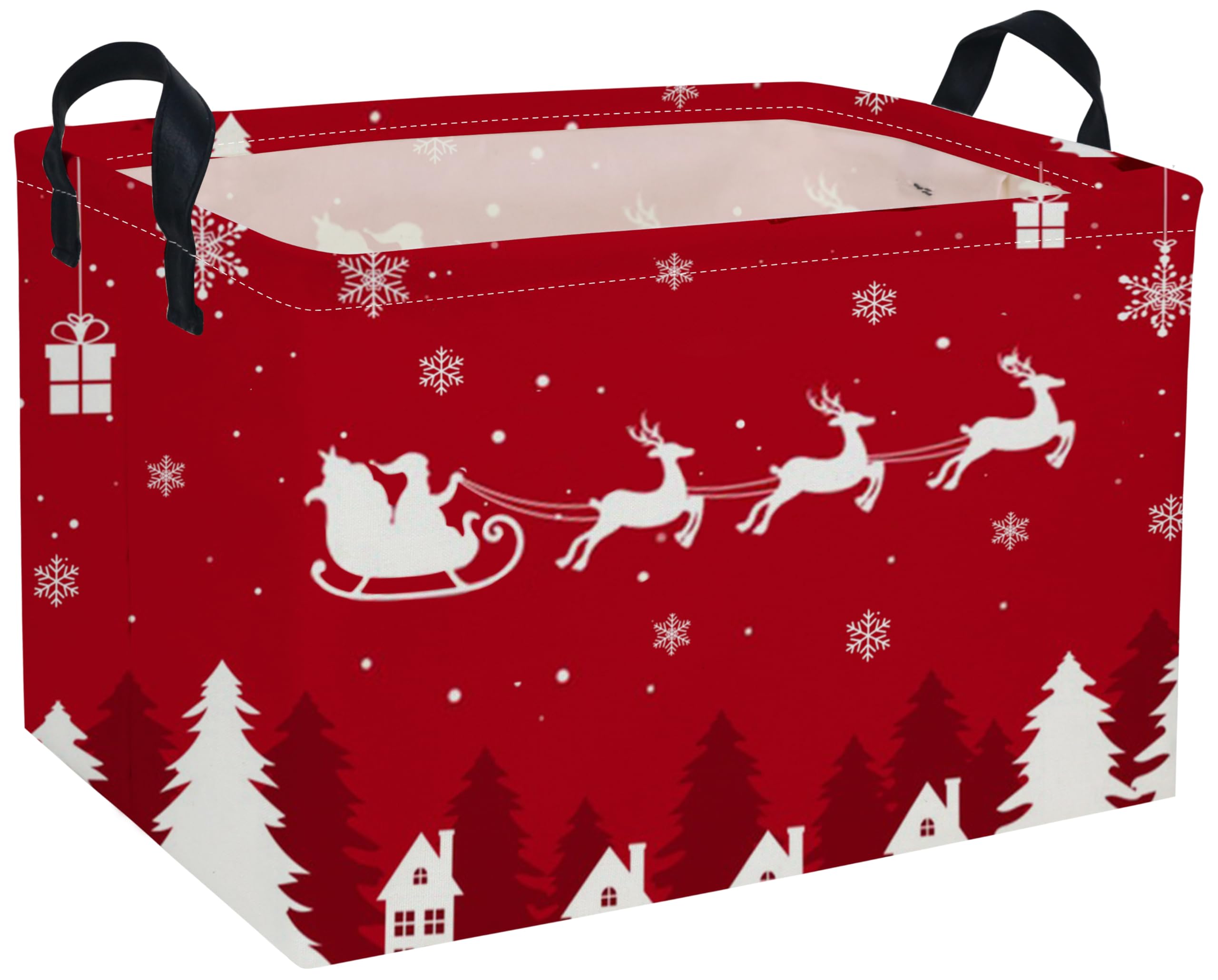 Christmas Basket Red Storage Basket Gift Basket Rectangular BooksBins(Red Christmas)
