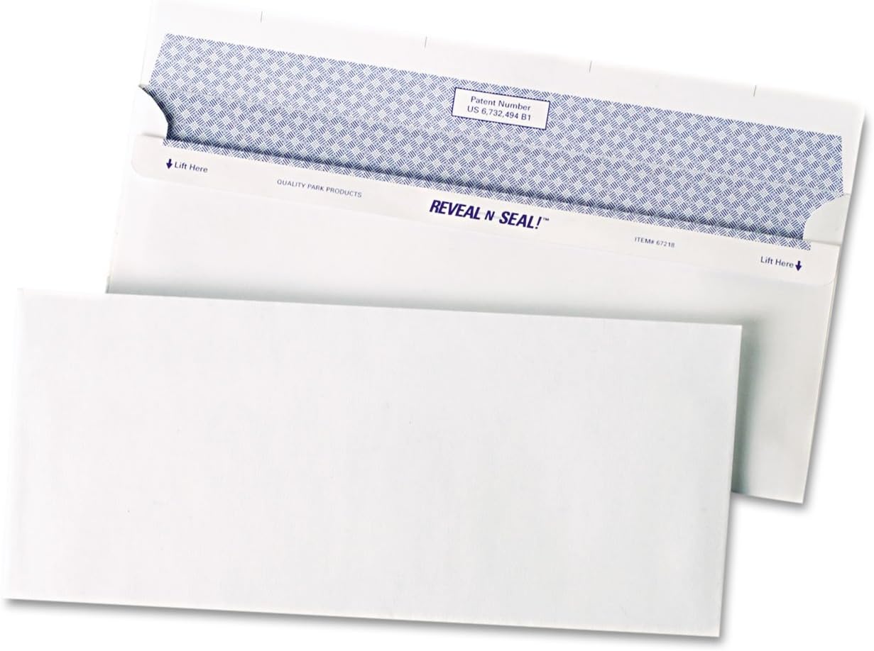 Quality Park 67218 Reveal-N-Seal Envelopes,Reg, No. 10,4-1/8-Inch X9-1/2-Inch,500/Bx,We
