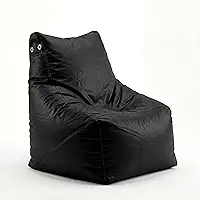 Puff Americano com Enchimento, Courino Premium, Impermeável, Confortável, Ergonômico, para Sala, Quarto Gamer, Home Office, Escritório (Preto)