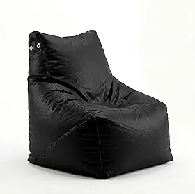 Puff Americano com Enchimento, Courino Premium, Impermeável, Confortável, Ergonômico, para Sala, Quarto Gamer, Home Office, Escritório (Preto)