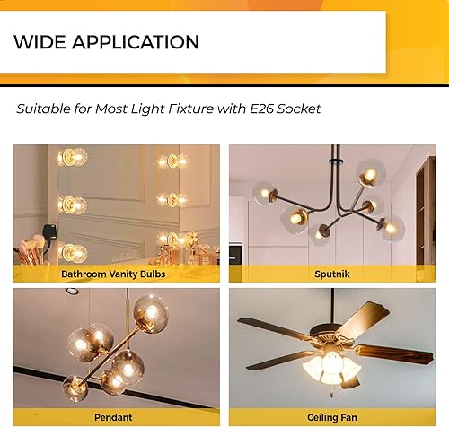 Miniatura 6 de Hizashi Bombilla LED E26 de 60 W, regulables, bombilla LED Edison G16.5, bombillas LED G16 12 para candelabros, ventilador de techo y tocador, CRI