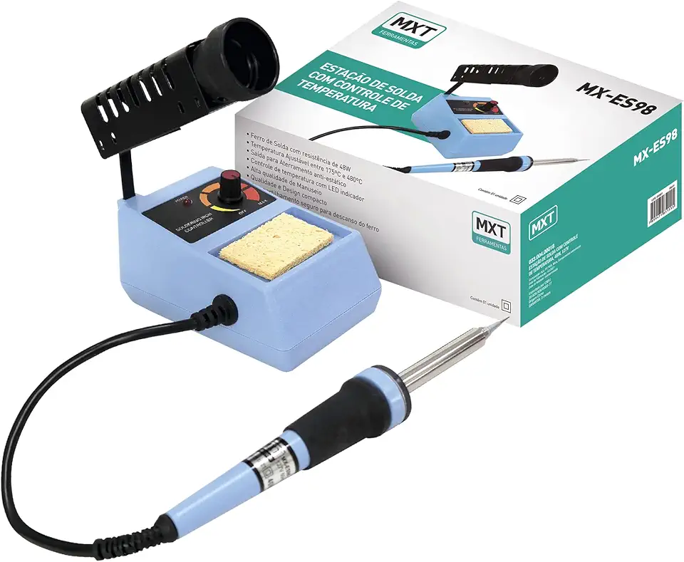 ESTAÇÃO DE SOLDA FERRO DE SOLDA 50W COM CONTROLE TEMPERATURA AJUSTAVEL 220V MXT