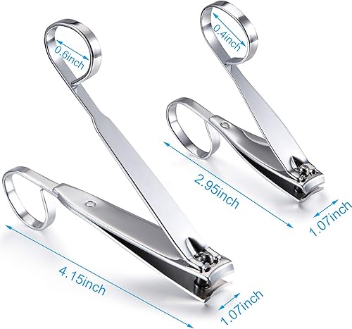 Miniatura 2 de Mudder EZ Grip - Juego de 4 cortaúñas de acero inoxidable afilado para uñas de manos y pies, recortadores de mango largo, kit de uñas de viaje para