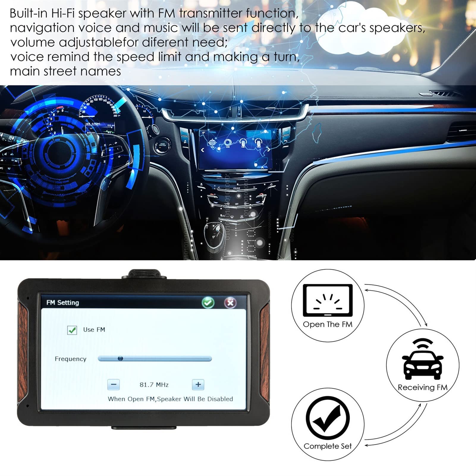 HD. Auto GPS Navigazione 8G + RAM128-256MB + + Schermo resistivo + Bluetooth -Av-in. + ultima mappa Europa + navigatori GPS Truck GPS Per Auto, Camion, Camper (Size : ResistiveNo BT)