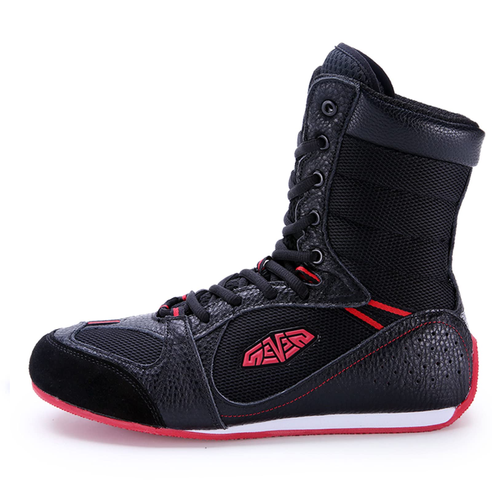 High Top męskie buty bokserskie, sparingowe bokserki, trampki, ochraniacze kostki, przysiady, lekkie kulturystyka, podnoszenie ciężarów, buty MMA, czarne, 37
