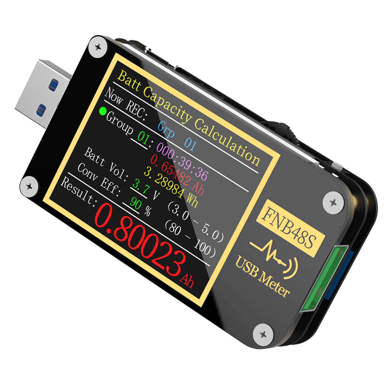 Chrees Medidor de Voltaje USB de 9 Pines Medición de Presión Diferencial Probador de Amperímetro USB para Detección de Resistencia de Cable (FNB48 con Bluetooth)