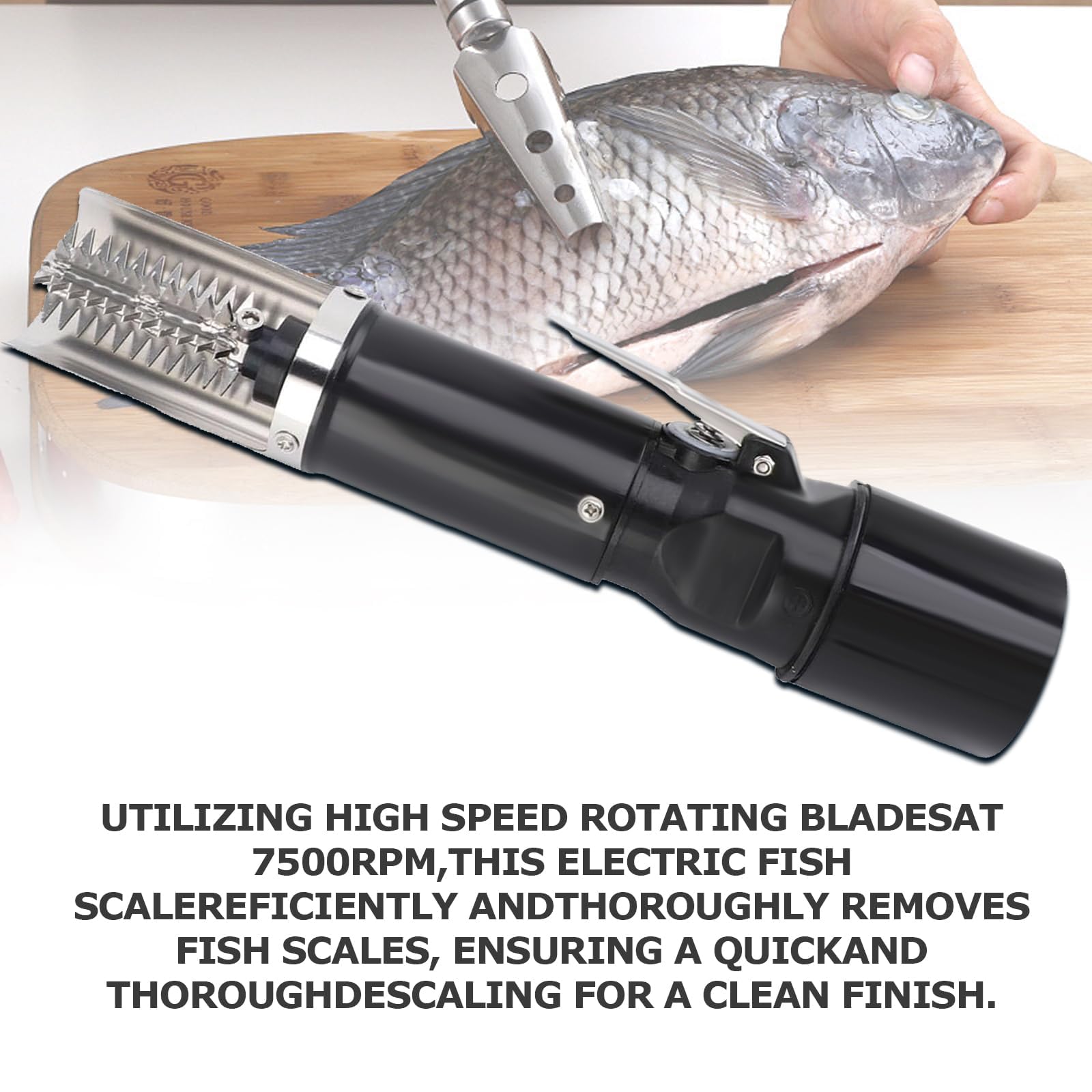 Rimuovi Squame Elettrico per Pesci, Squamatore Wireless 7000RPM con Lama a 6 Lati & 2 Batterie - Strumento Impermeabile Professionale per Pulizia del Pesce per Chef & Pescivendoli