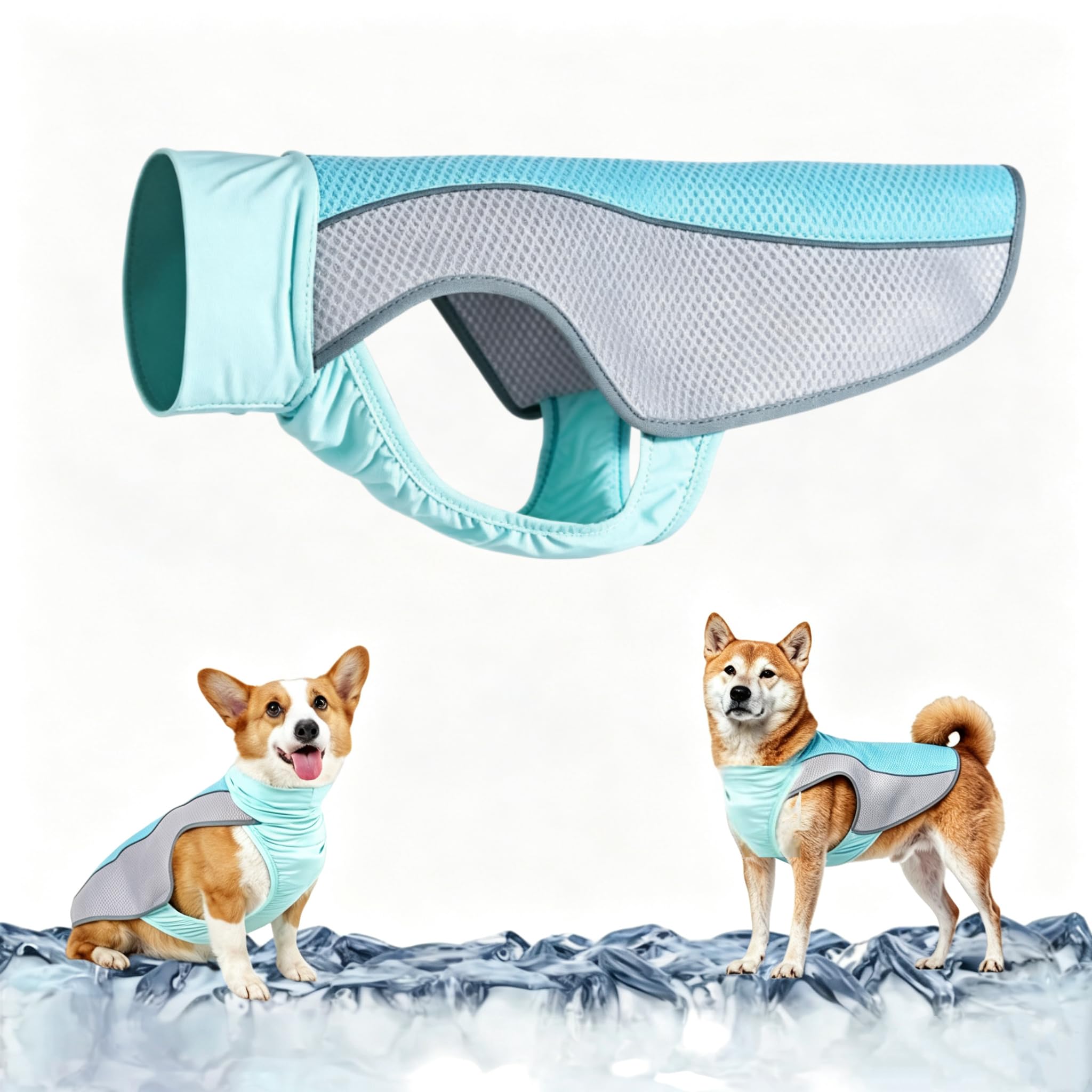 Dog Cooling Vest,Evaporative Comfortable Dog Cooling Coat,Breathable Pet Cooling Vest,Summer Sun Protection Dog Jacket with Reflective Stripes for Small Medium and Large,Blue M
