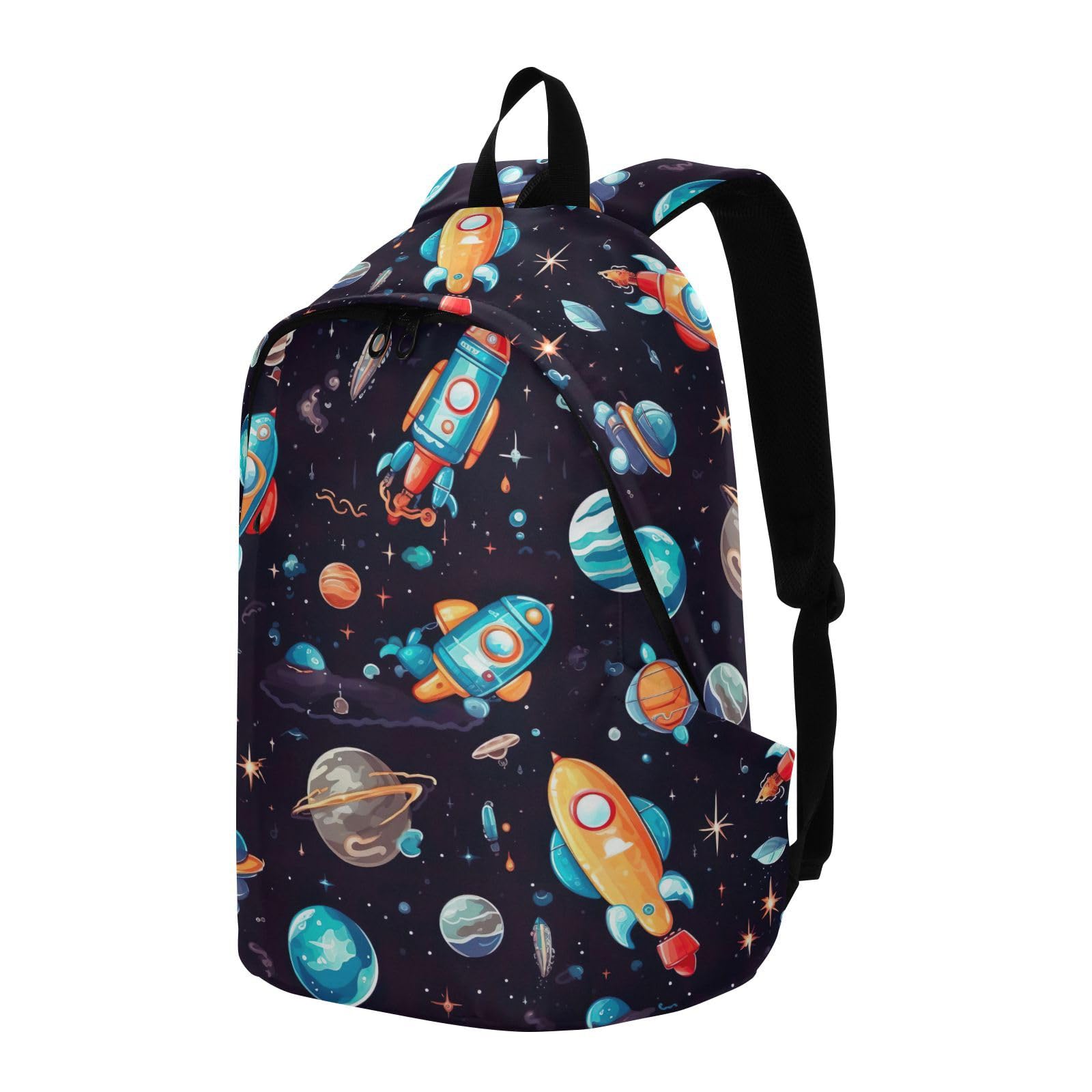 MCHIVER Travel Backpack Space Planet Spaceship Casual Daypack Backpacks Lightweight Carry on Bag Water Resistant Hiking Backpack for Women Men