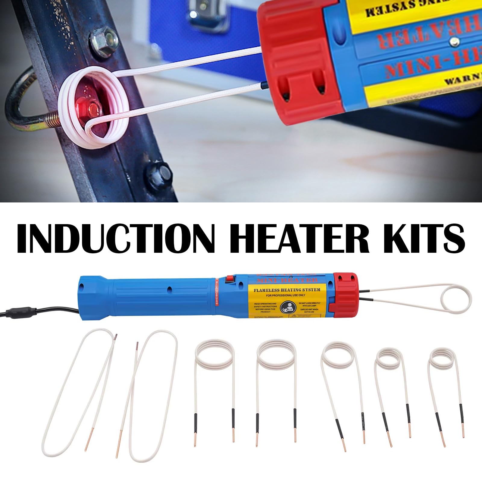 Chauffage à Induction, 1000W Kit Chauffage Induction Chauffage Induction Magnétique Sans Flamme Avec 8 Bobines D'Induction Extracteur Boulons Chauffage Induction Pour Retirer Boulons écrous Rouillés