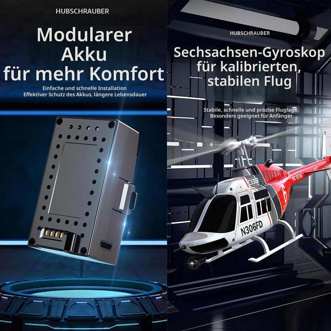 RC ERA C138 1/33 RC Hubschrauber Für Erwachsene, Bell 206 2.4G 6 Kanäle, Helikopter Ohne Querruder Mit Höhenhaltung (RTF-Version)
