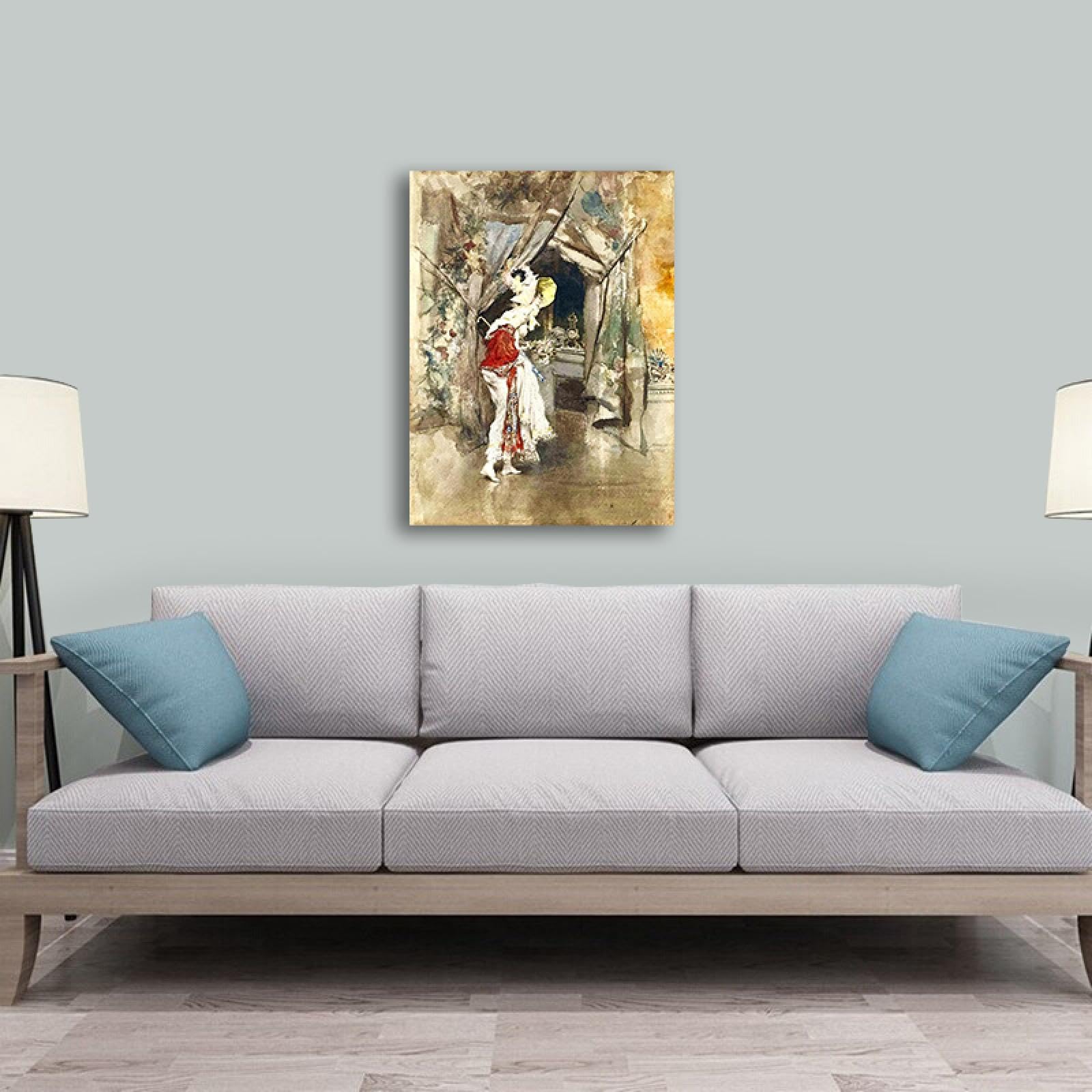 Reprodukcja słynnych obrazów - (elegancka kobieta) autorstwa Giovanniego Boldiniego Wydruki znane obrazy na płótnie - druk artystyczny na płótnie salon sypialnia 70 x 50 cm bez ramy