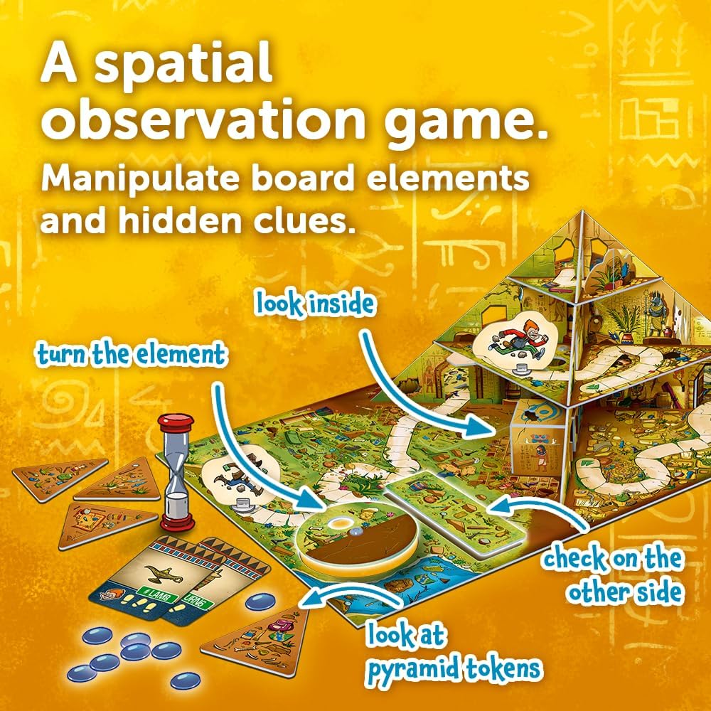 Trefl - Spy Guy Pyramid - Cooperative Observation Game, Spatial Board with Movable Elements, Family Board Game for Adults and Children Aged 6 and Older