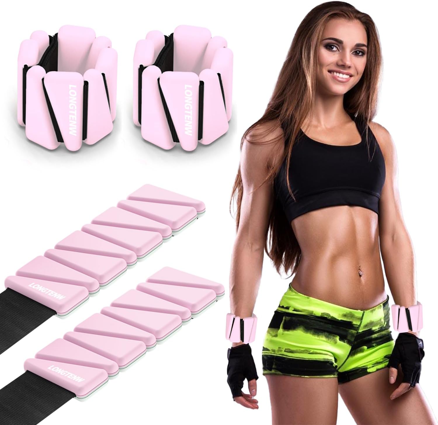 Adjustable Silicone Wrist & Ankle Weights Customizable Fitness Bands for Yoga, Pilates, Running, and