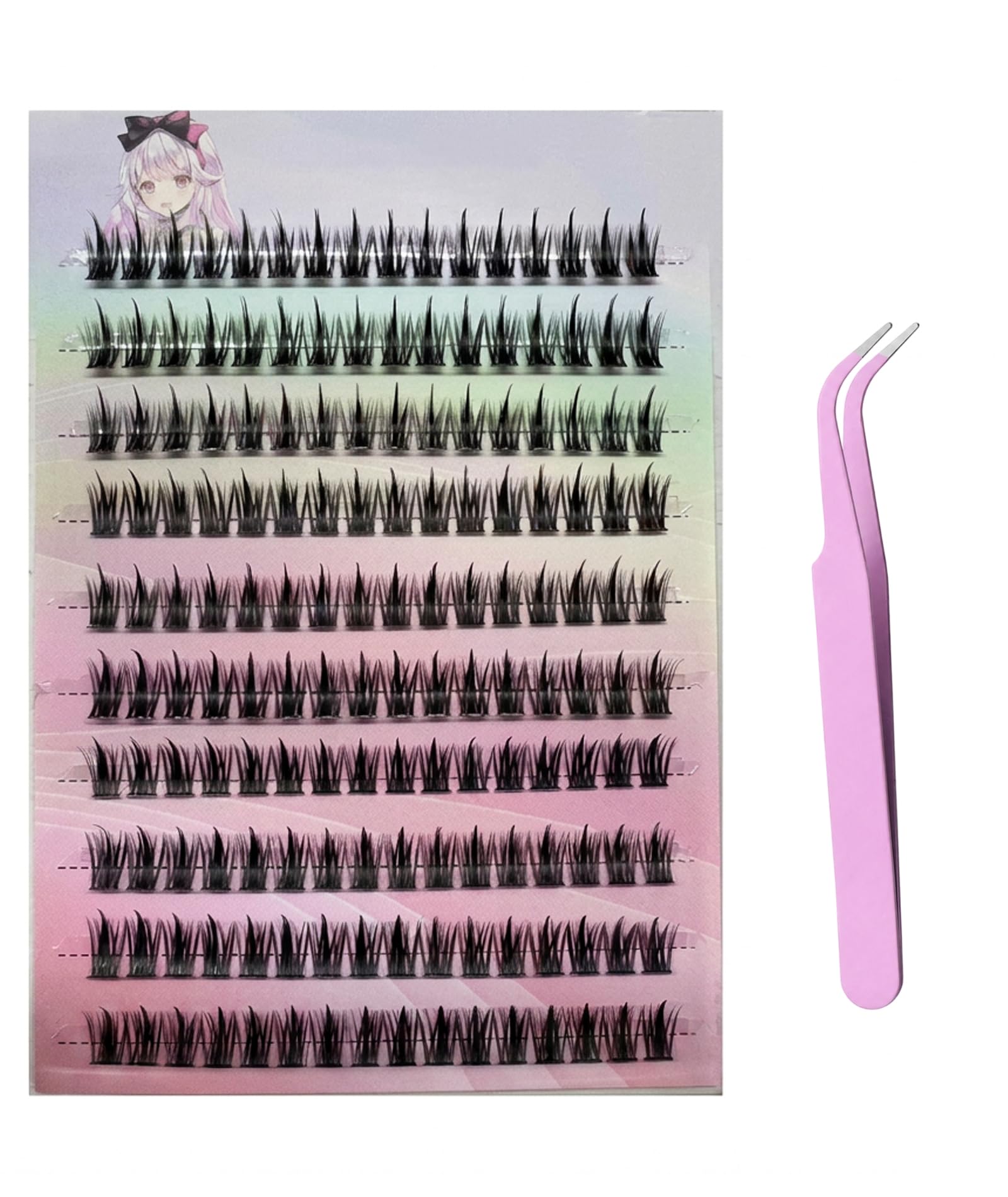 11-13mm 160 PCS Self Adhesive Eyelashes and 1 PCS Tweezers, Eye Lashes for Women, False Eyelashes and Cluster Lashes, for Daily Makeup and Special Occasions-image-17
