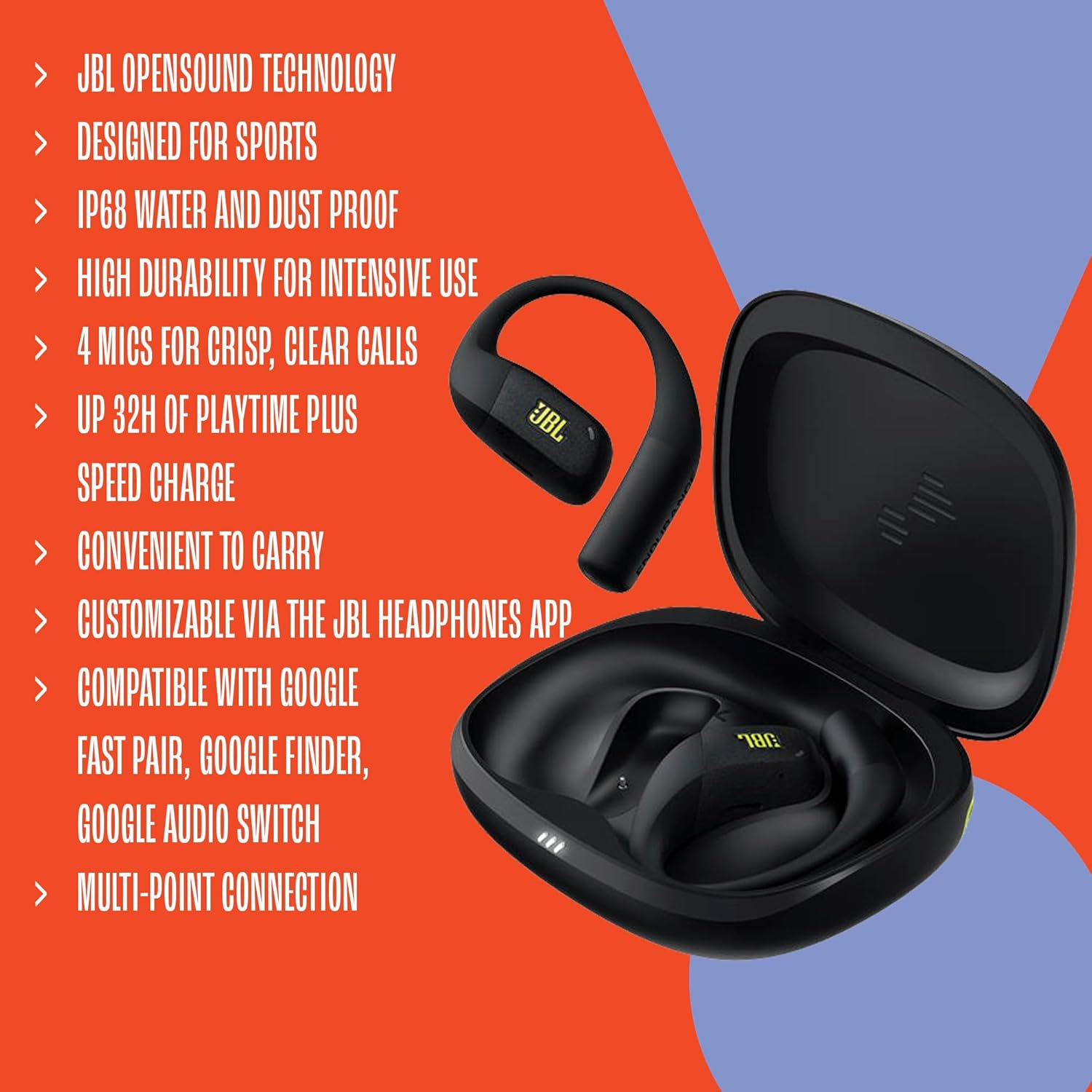 JBL Endurance Zone - True Wireless Open-Ear Sport Headphones with 4 mics for Crisp, Clear Calls, Water & dust Proof (IP68), and Up to 32 Hours of Playtime, Plus Speed Charge (Black/Grey) - Image 5