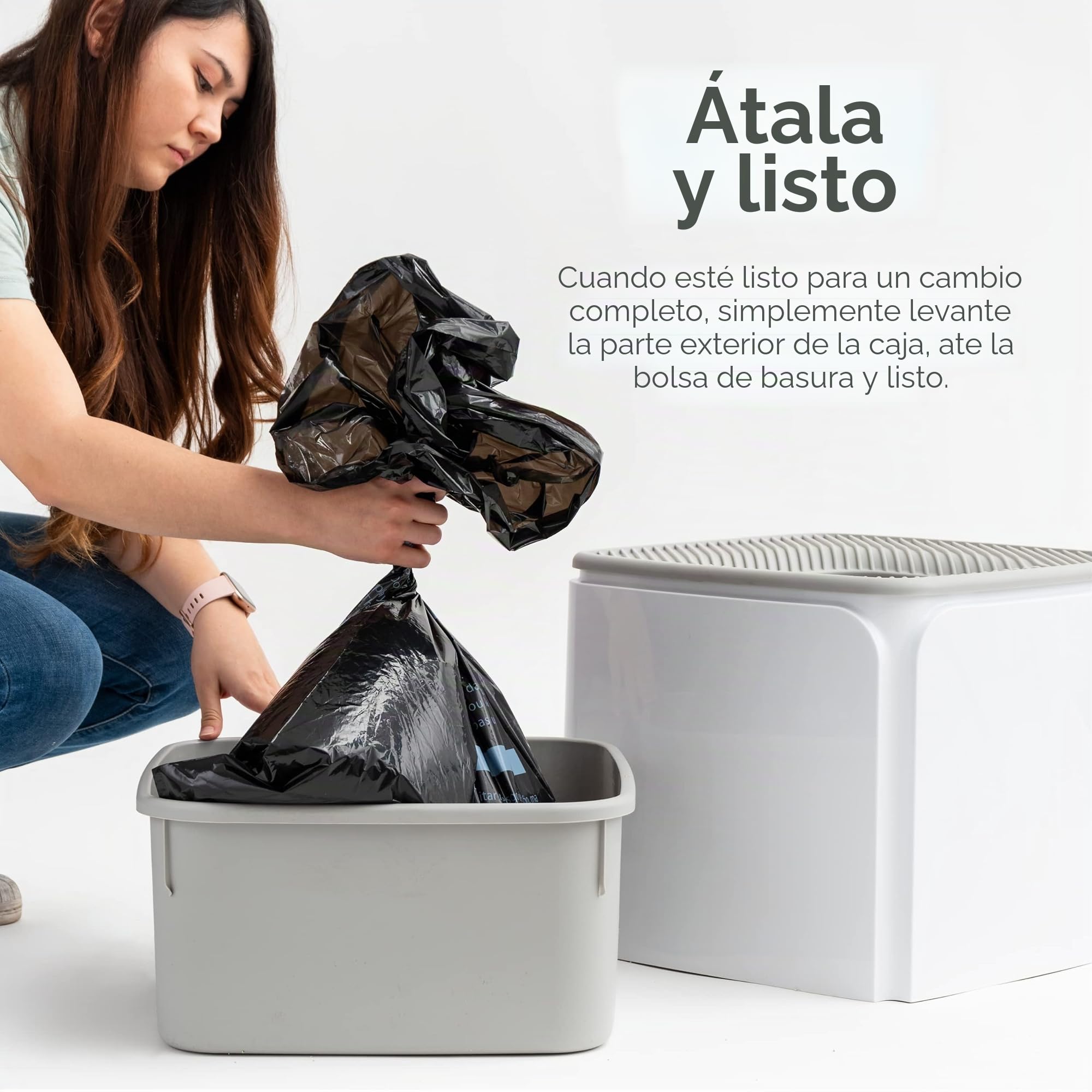 Iris Ohyama Arenero Cerrado para Gatos con Pala, Caja Higiénica con Tapa Extraíble, Antisalpicaduras, Fácil de Limpiar, Sin BPA, Apto para Gatos, Gatitos, Conejos, Blanco - PRCL-SQ