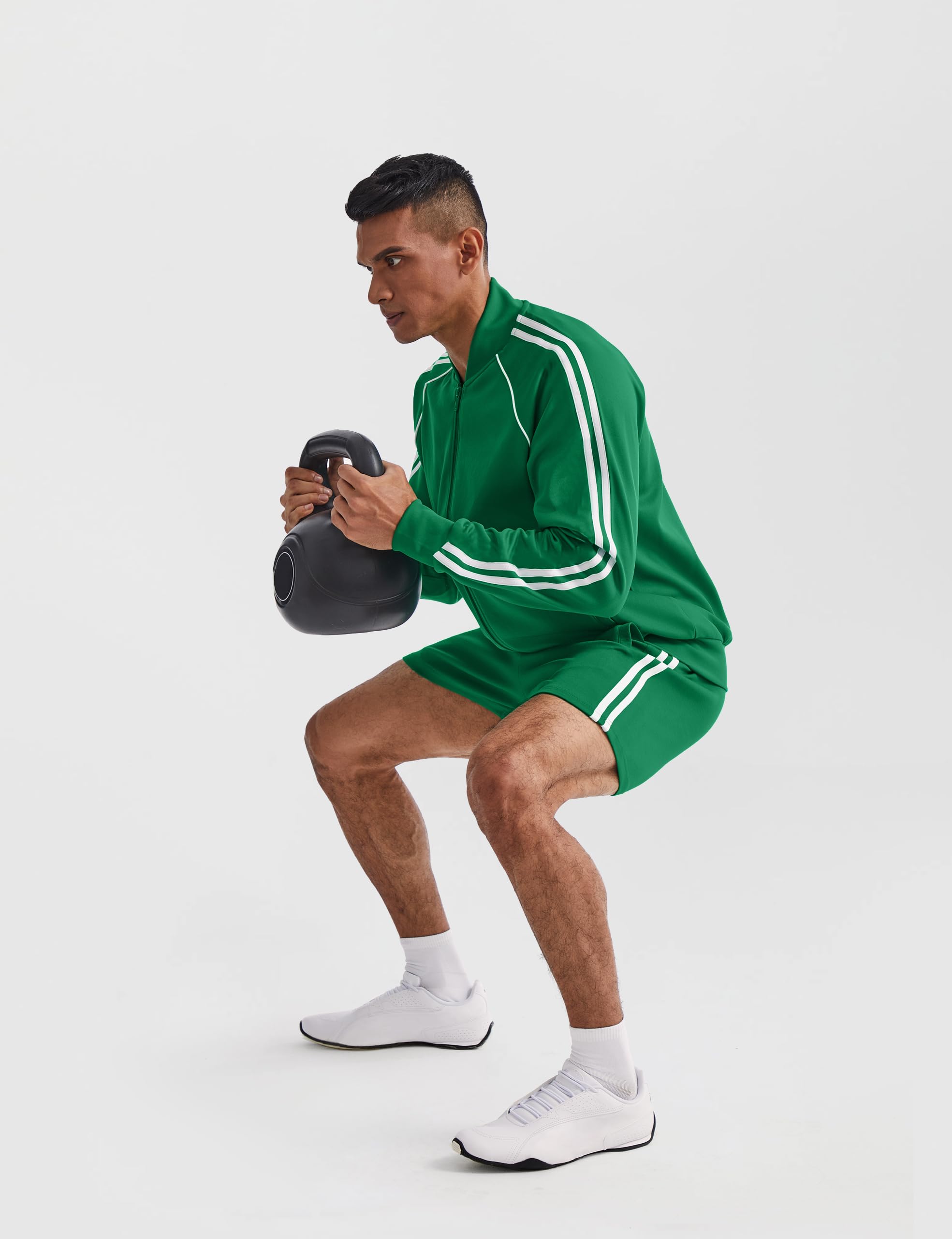 Ouber Pantalones cortos de culturismo para hombre de 4 pulgadas, pantalones cortos de gimnasio retro a rayas para entrenamiento y entrenamiento