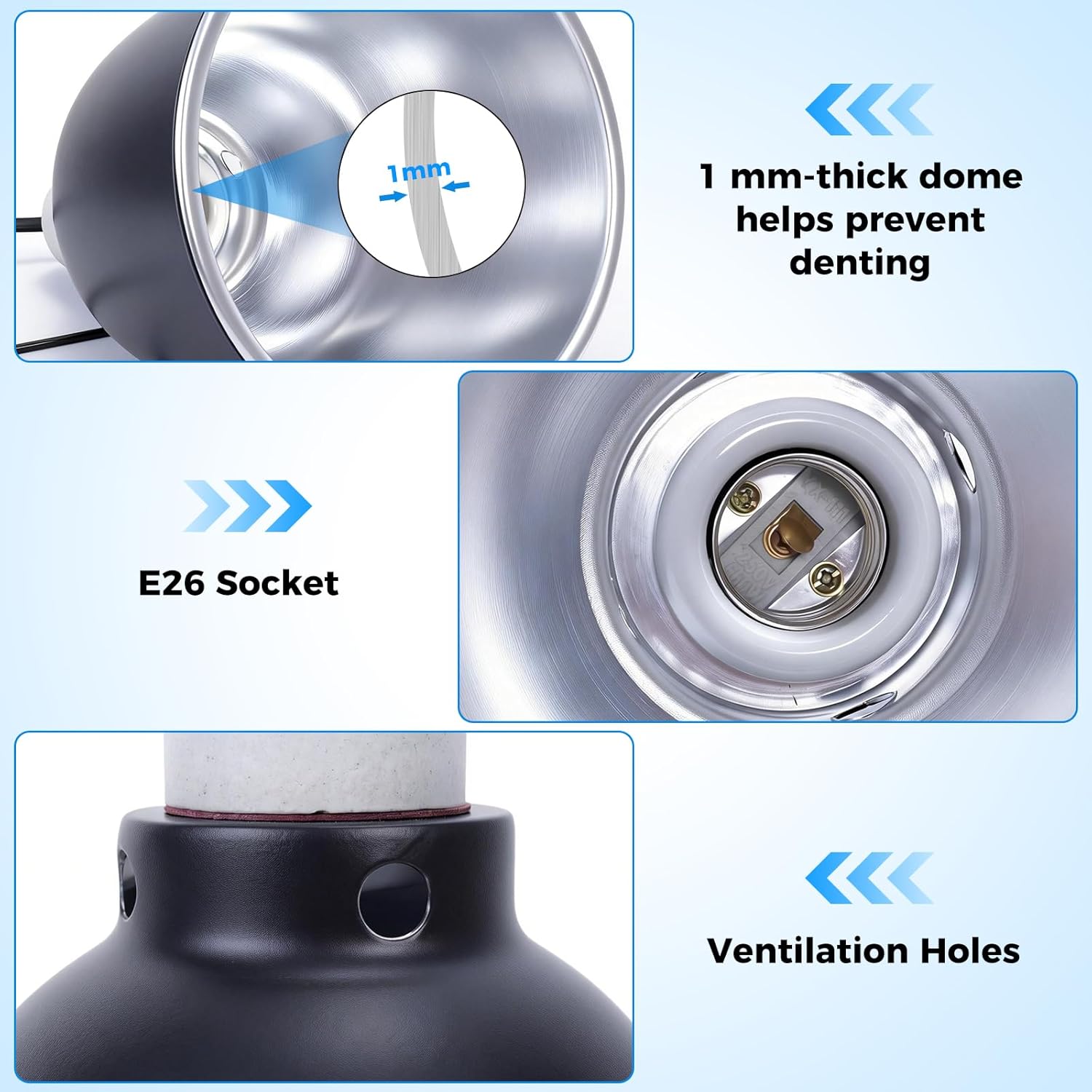 5.5 Inch Reptile Deep Dome Light Fixture UVB Reptile Light