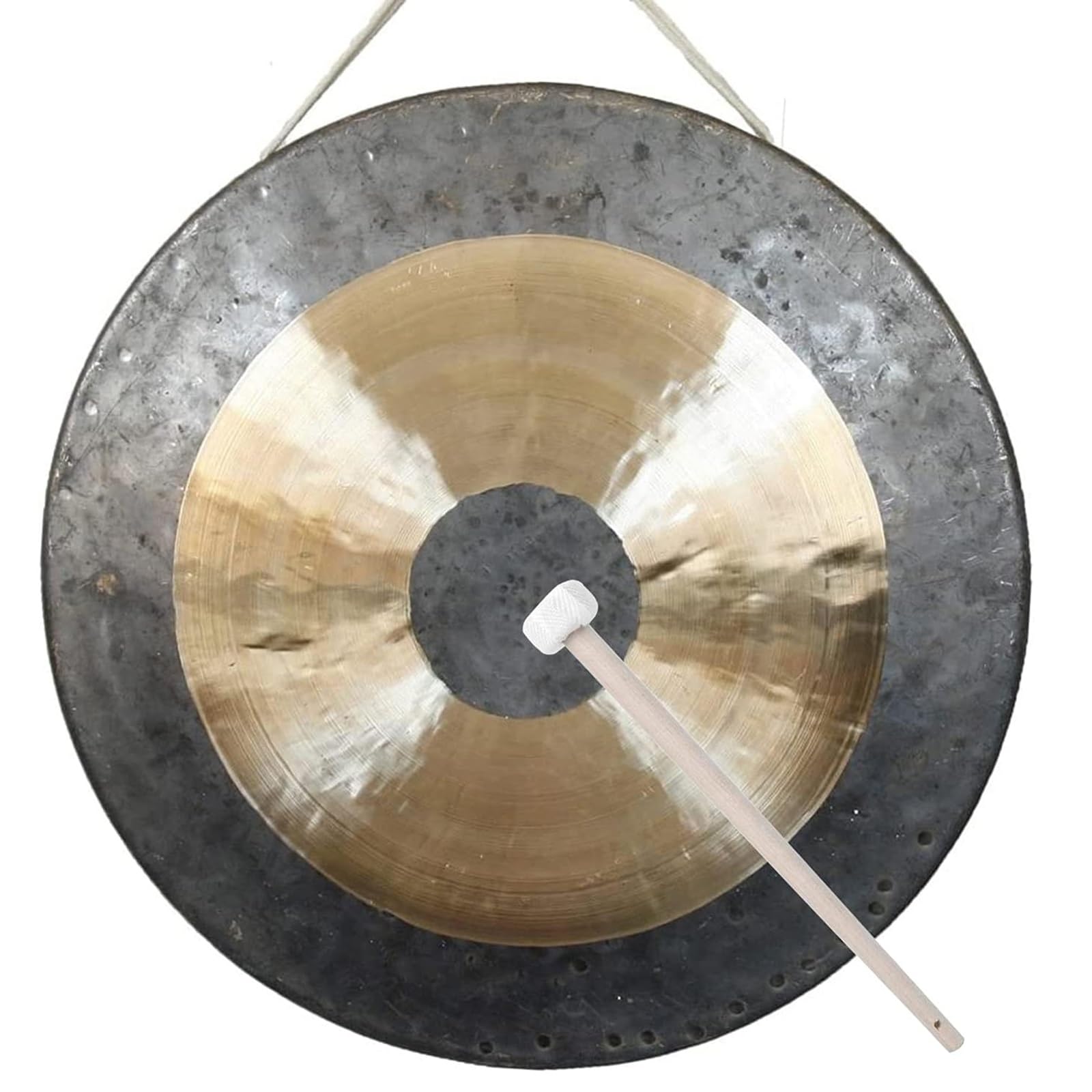 Gong a percussione Gong tibetano Gong gigante Piatti in ottone e rame Gong da opera con manico a martello rotondo(30cm)