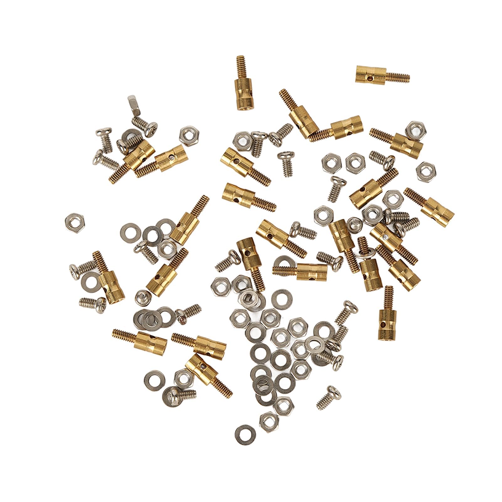 HERCHR 25 Pack Pushrod Connector, RC Airplane Brass Pushrod Linkage Stopper Quick Adjuster RC Push Rod Connector Kit with Screws Nuts Gasket for Model Boats RC Airplanes Helicopters (1.0mm)