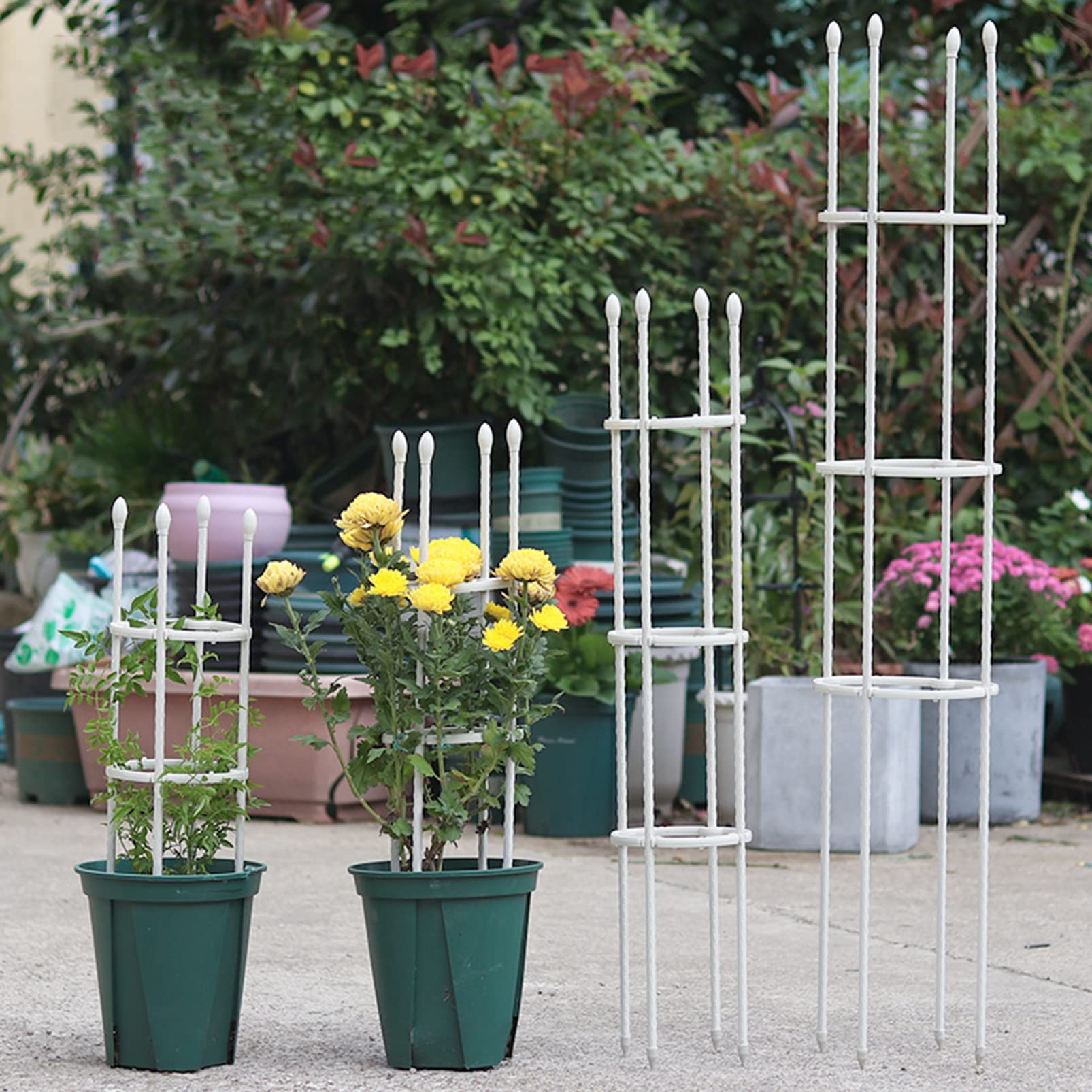 Obélisque de Jardin pour Plantes grimpantes, Tuteur métallique for tomates, rosiers et Fleurs, tuteur Vertical(D20xH90cm)
