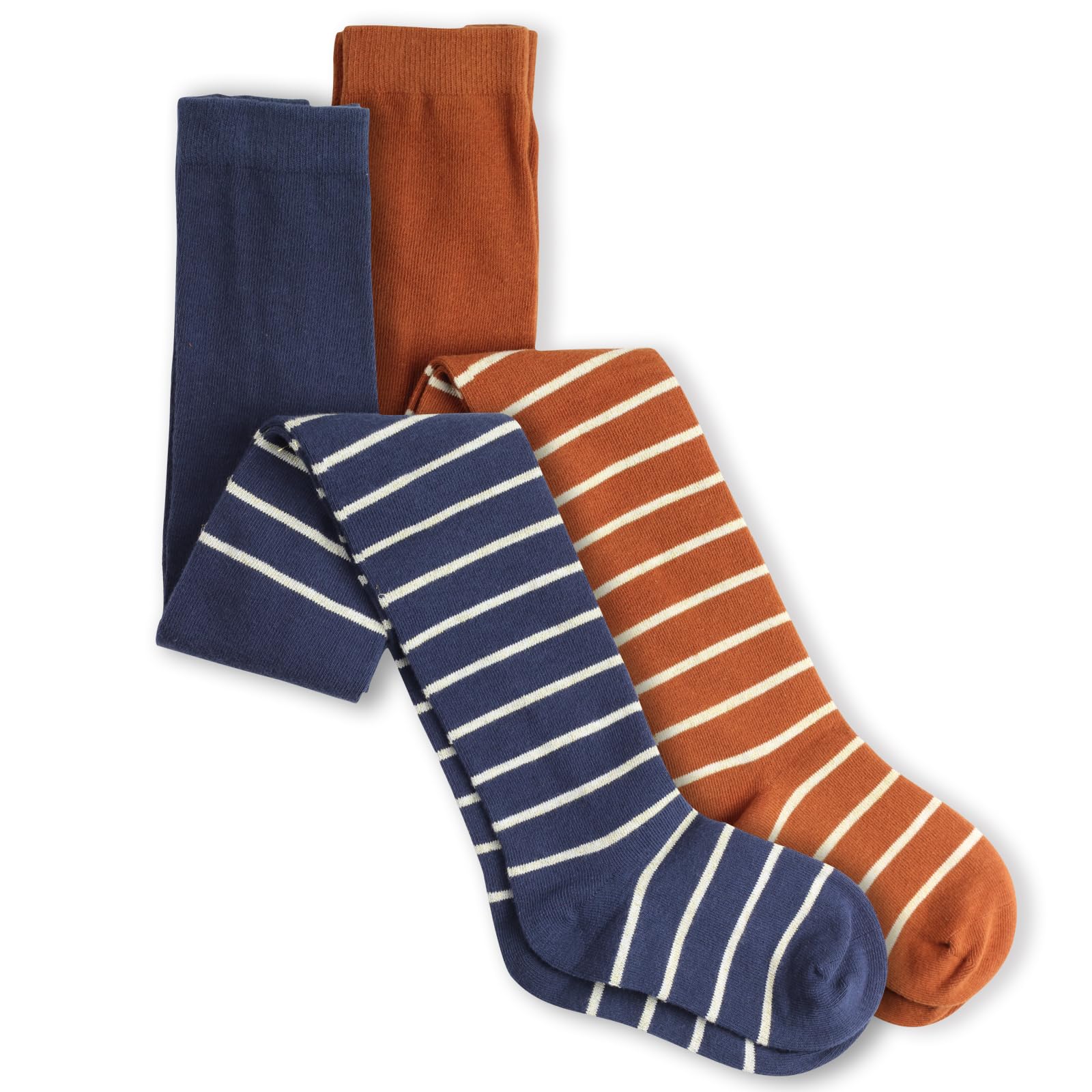 COTTON DAY 2 Pack Little Kids Girls Soft Cotton Fashion Tights Design Stripes Pattern Toddler 2T-4T Stripes Size 4