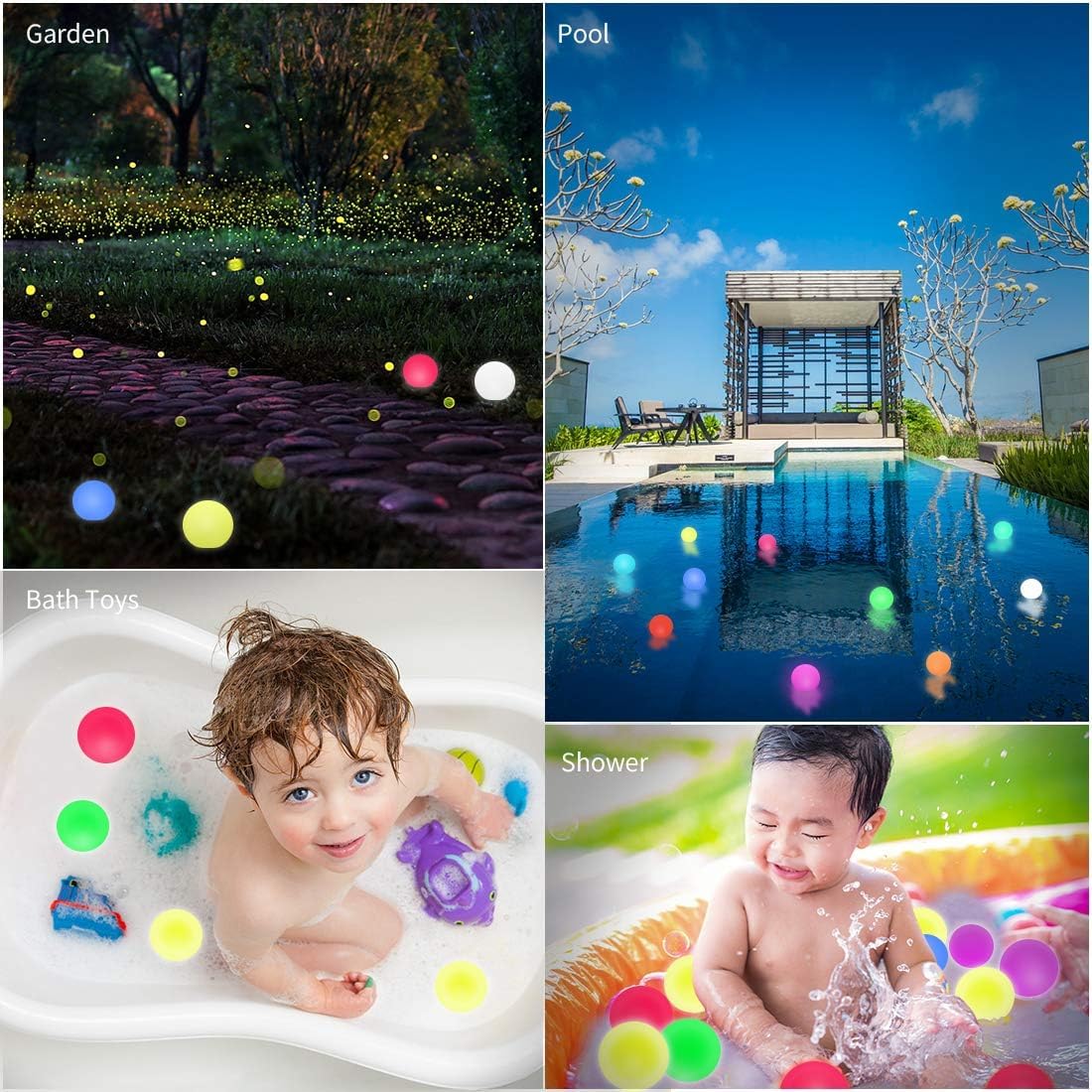 LED-Kugel-Stimmungsleuchte,LED Grobe Stimmungslicht, Wiederaufladbar, Schwimmend, mit Fernbedienung, Dekorative LED-Leuchte, 16 Farben, 6,8 cm