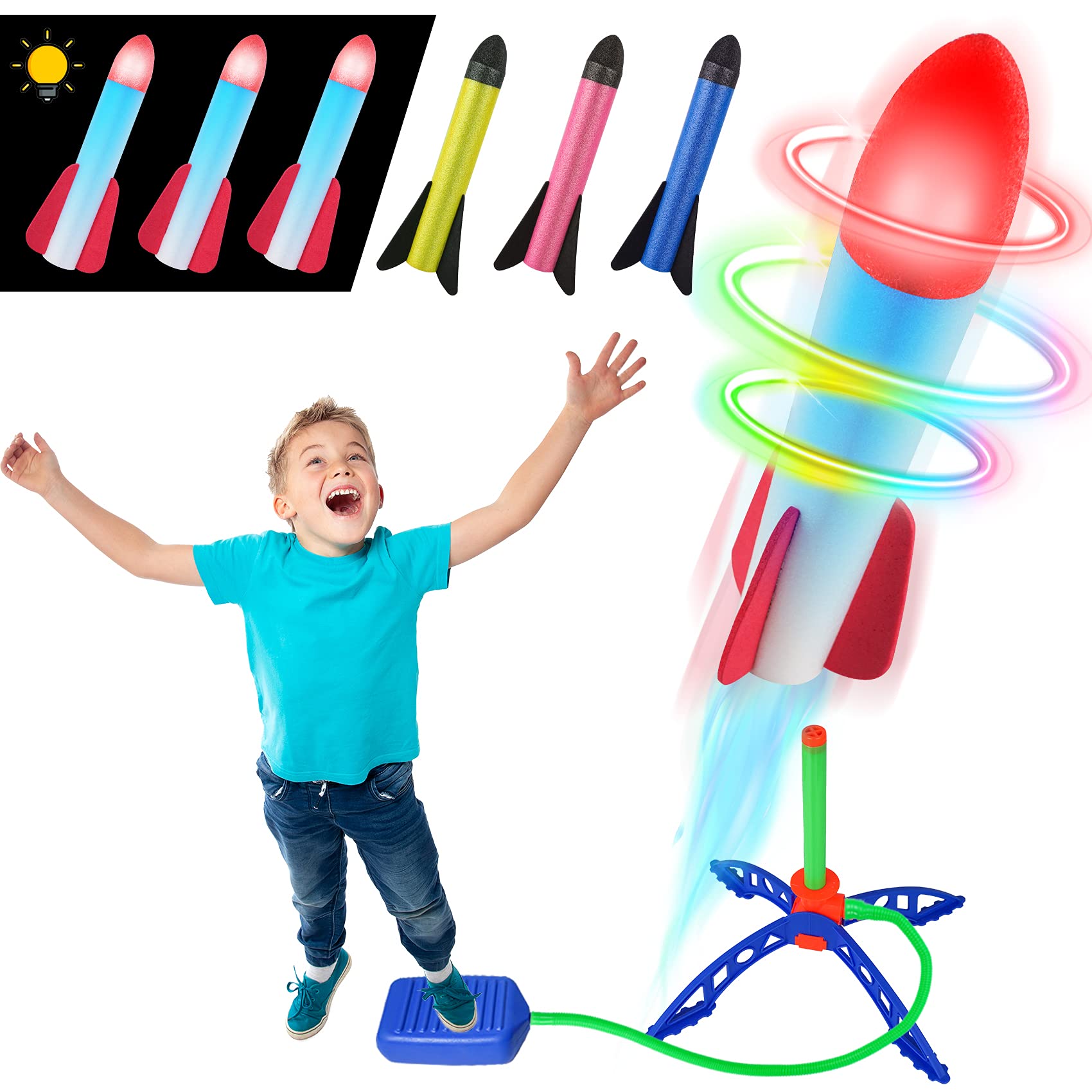 FOSUBOO Toys Rocket Toy Sets, Outdoor Rocket Toys with Foam Rockets for  Kids 6+ Year Old Outside Paly Games Toys for Kids, Gift Outdoor