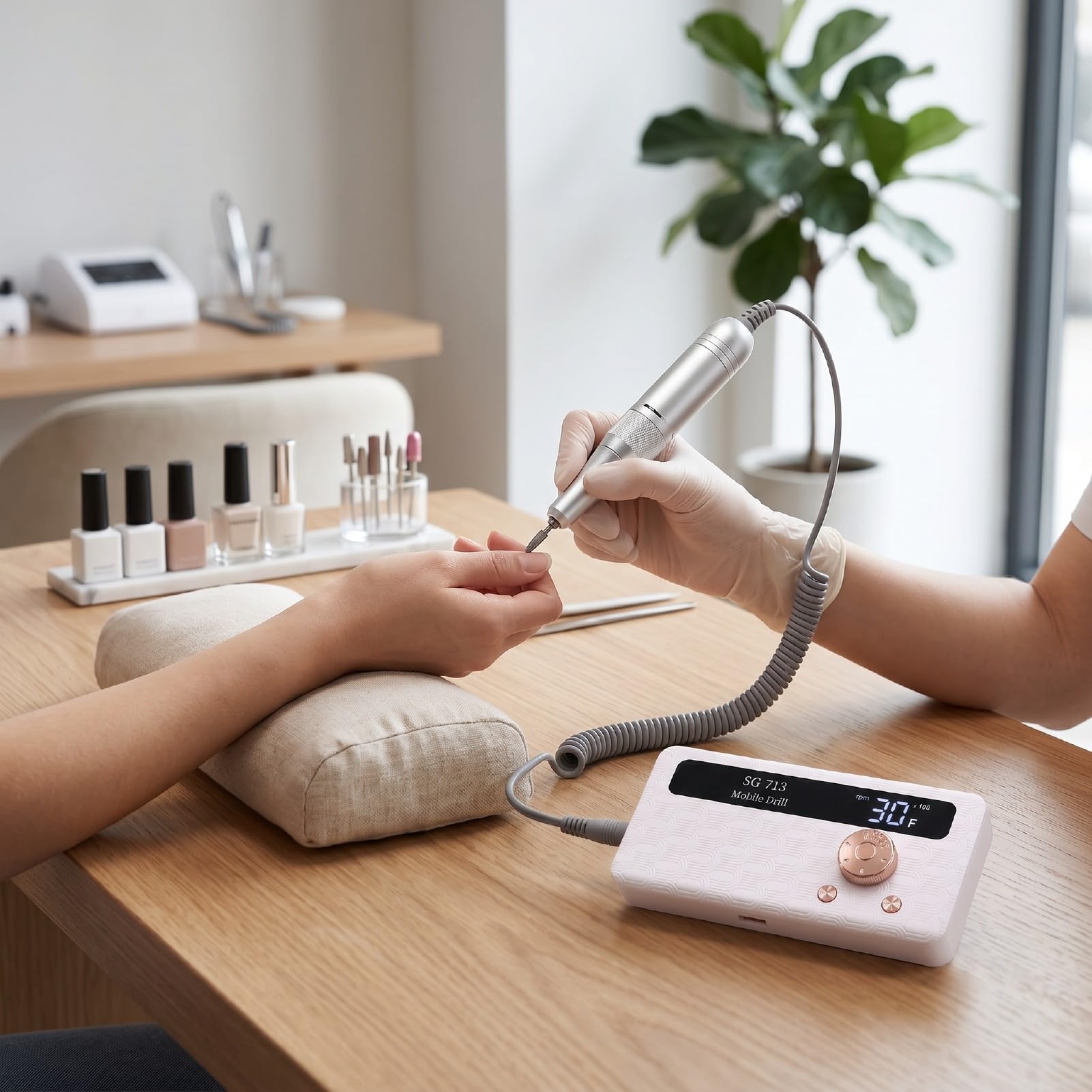 Generic Lima per Unghie Wireless con velocità Regolabile e Kit Completo di Accessori per Uso Domestico e in Viaggio Design Leggero (DMJTZ-SG713-Bianco)