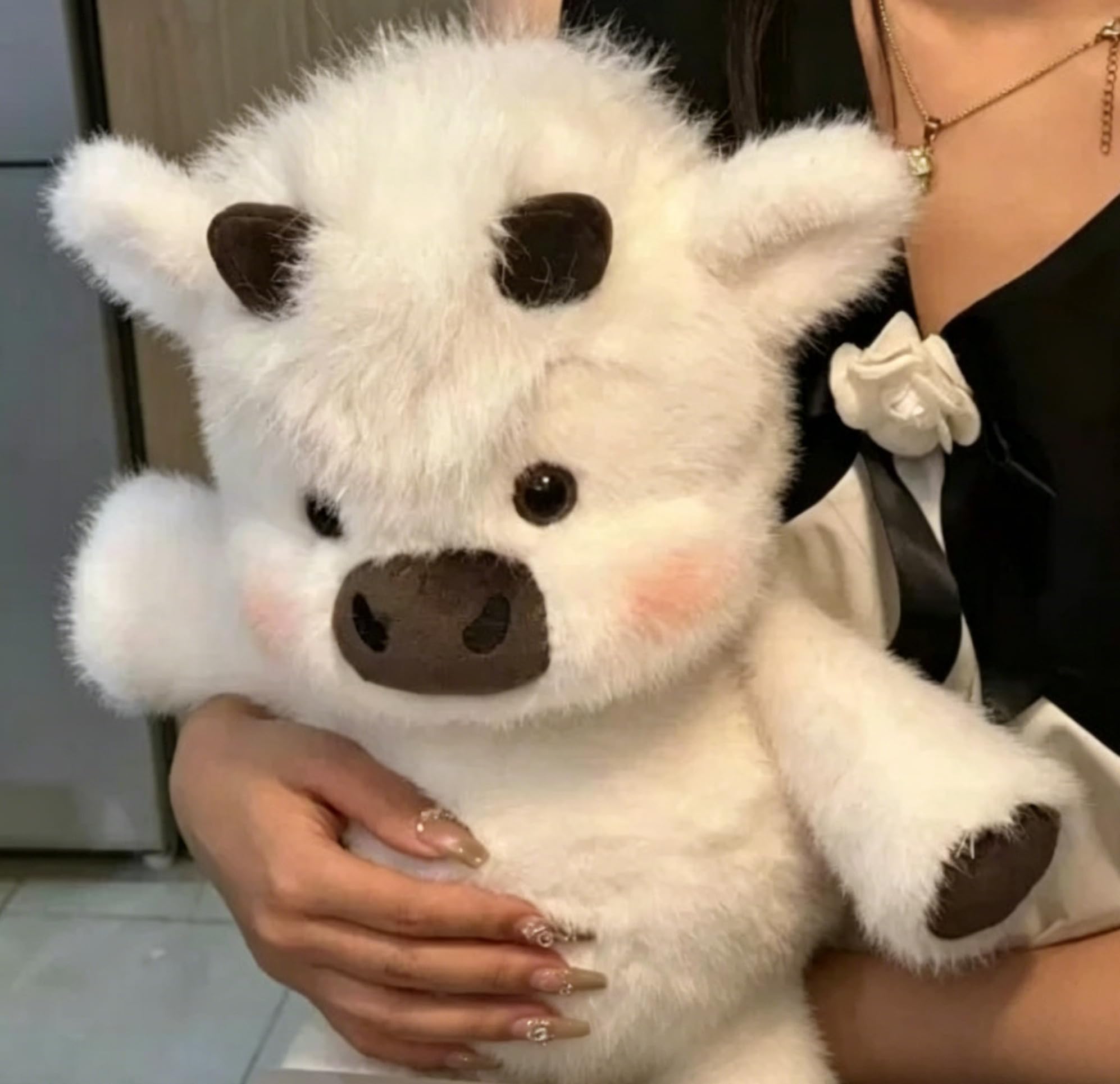 Starnearby Running Highland Cow Plush, Shaking Interactive Moving Legs Desktop Fidget Sensory Toy, Stress Relief Cow Little Lamb Panda Stuffed Animal for Autism Kids Adults Office Bedroom Home (White)