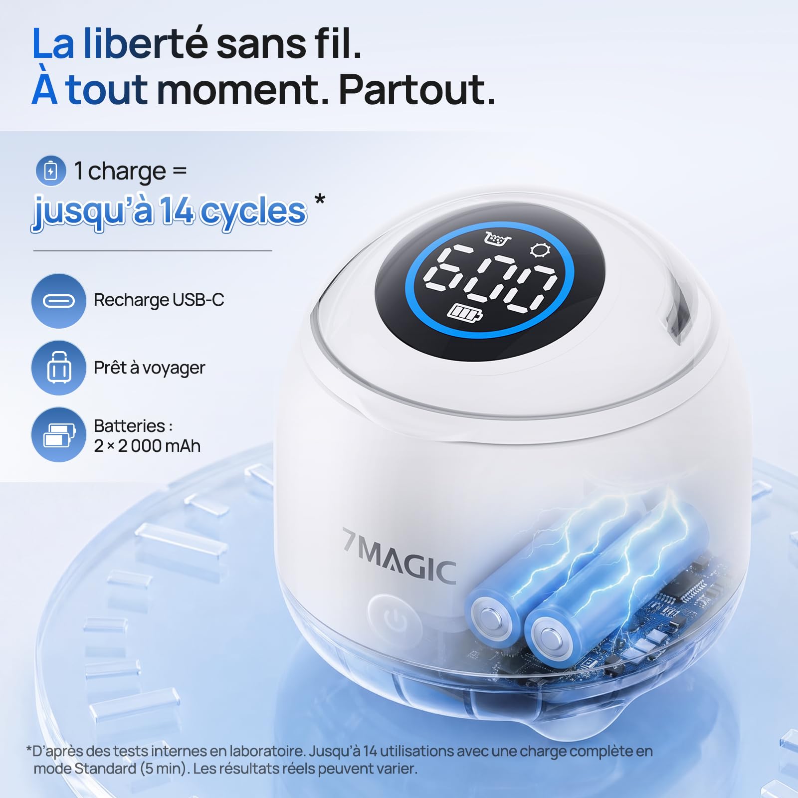 7MAGIC Nettoyeur ultrasons sans fil pour gouttières, 48 kHz, Blanc